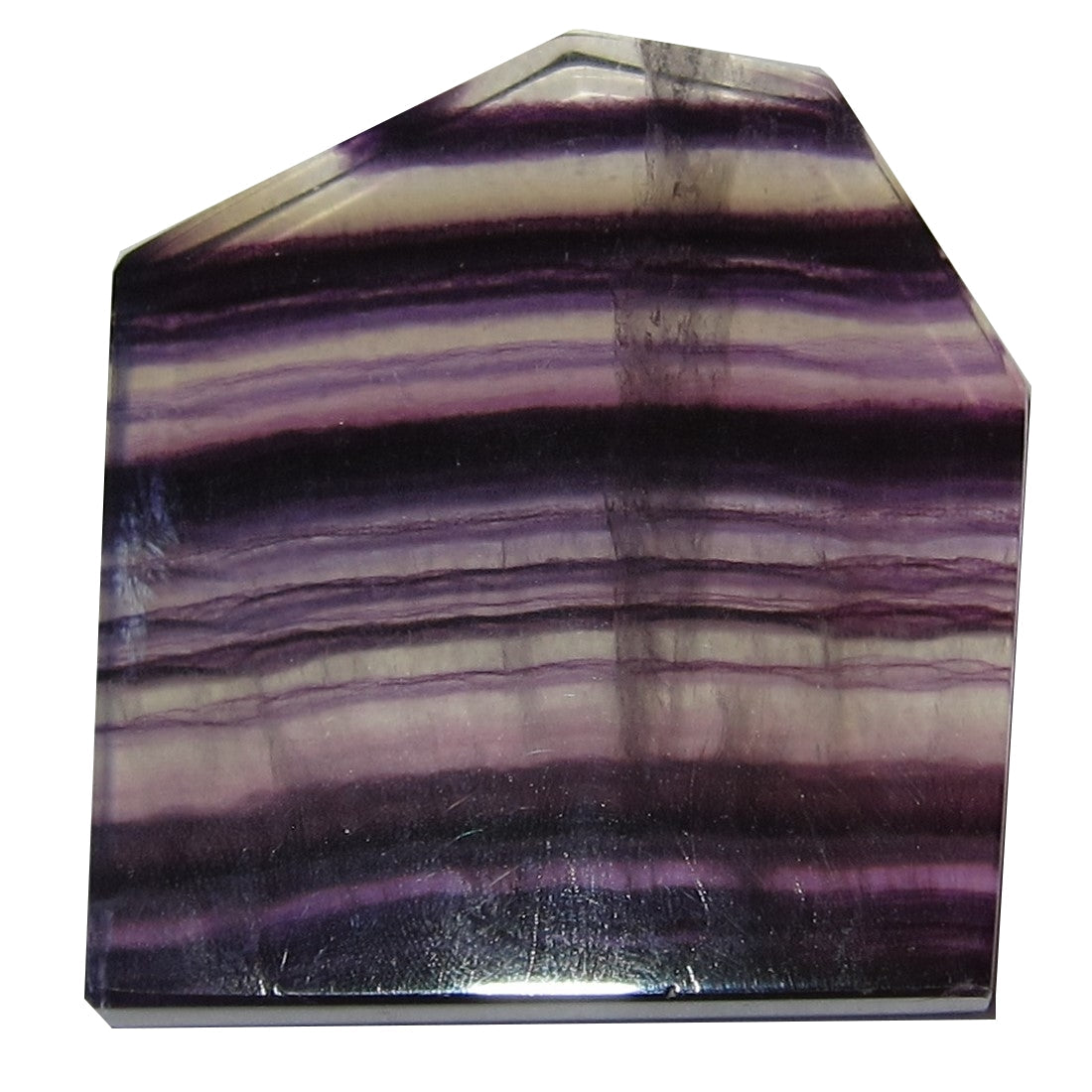Fluorite Purple Polished Stone Striped House Shaped Crystal