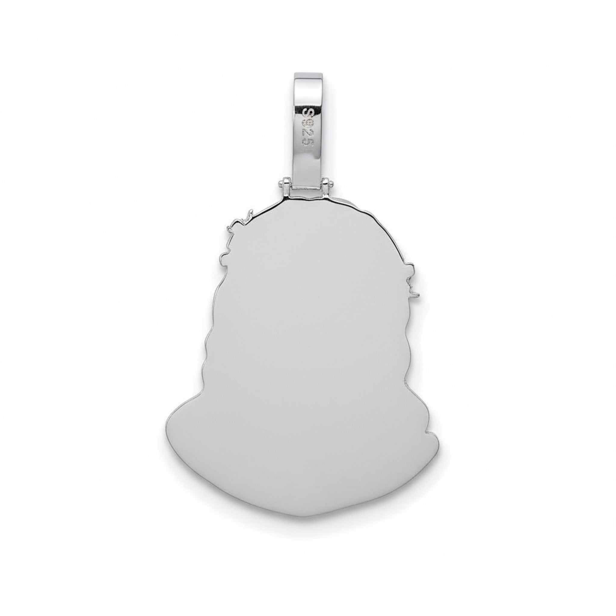 Moissanite Jesus Piece Pendant Solid 925 Sterling Silver Glossy Finish