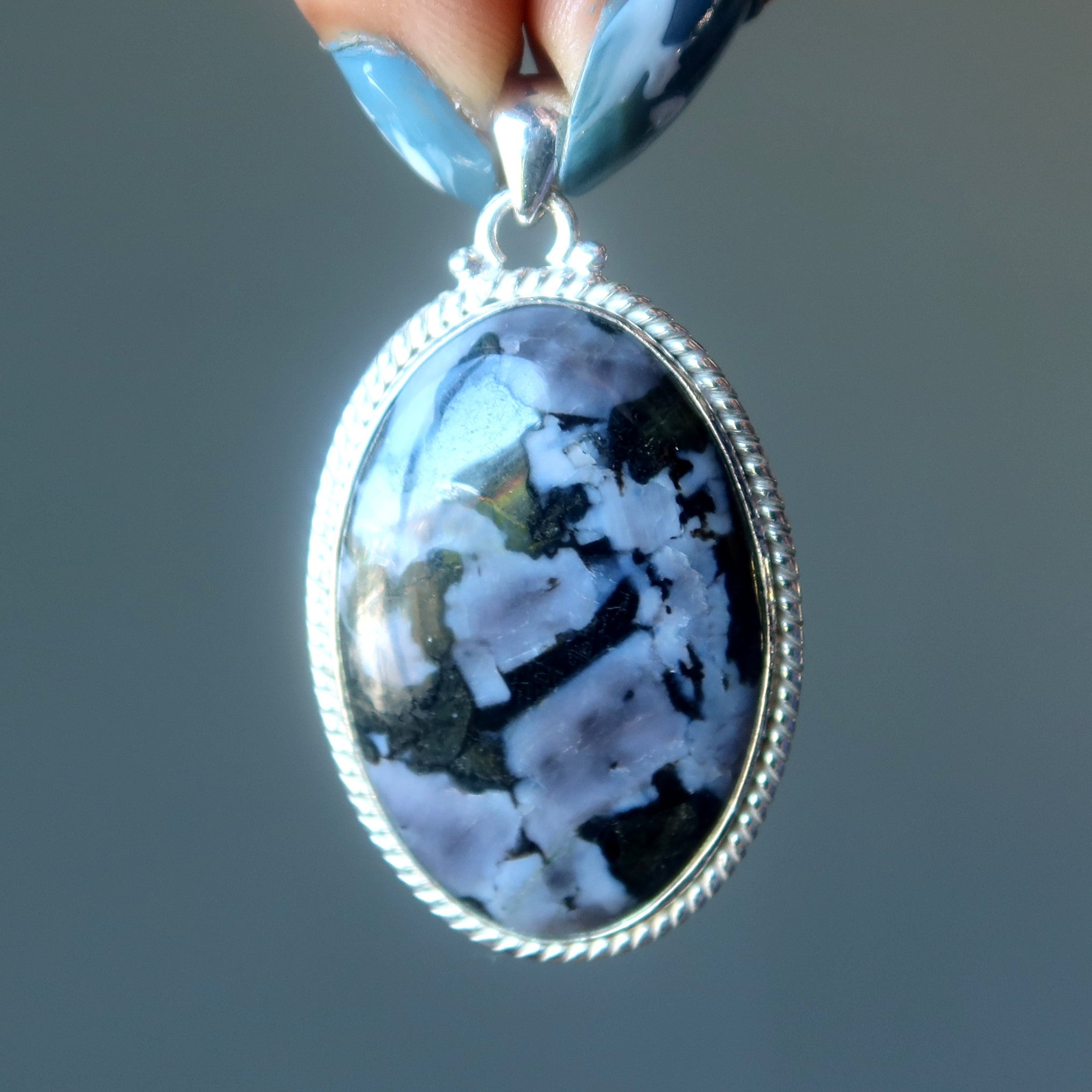 Gabbro Pendant Wicked Witch Mystic Merlinite Gem Sterling Silver