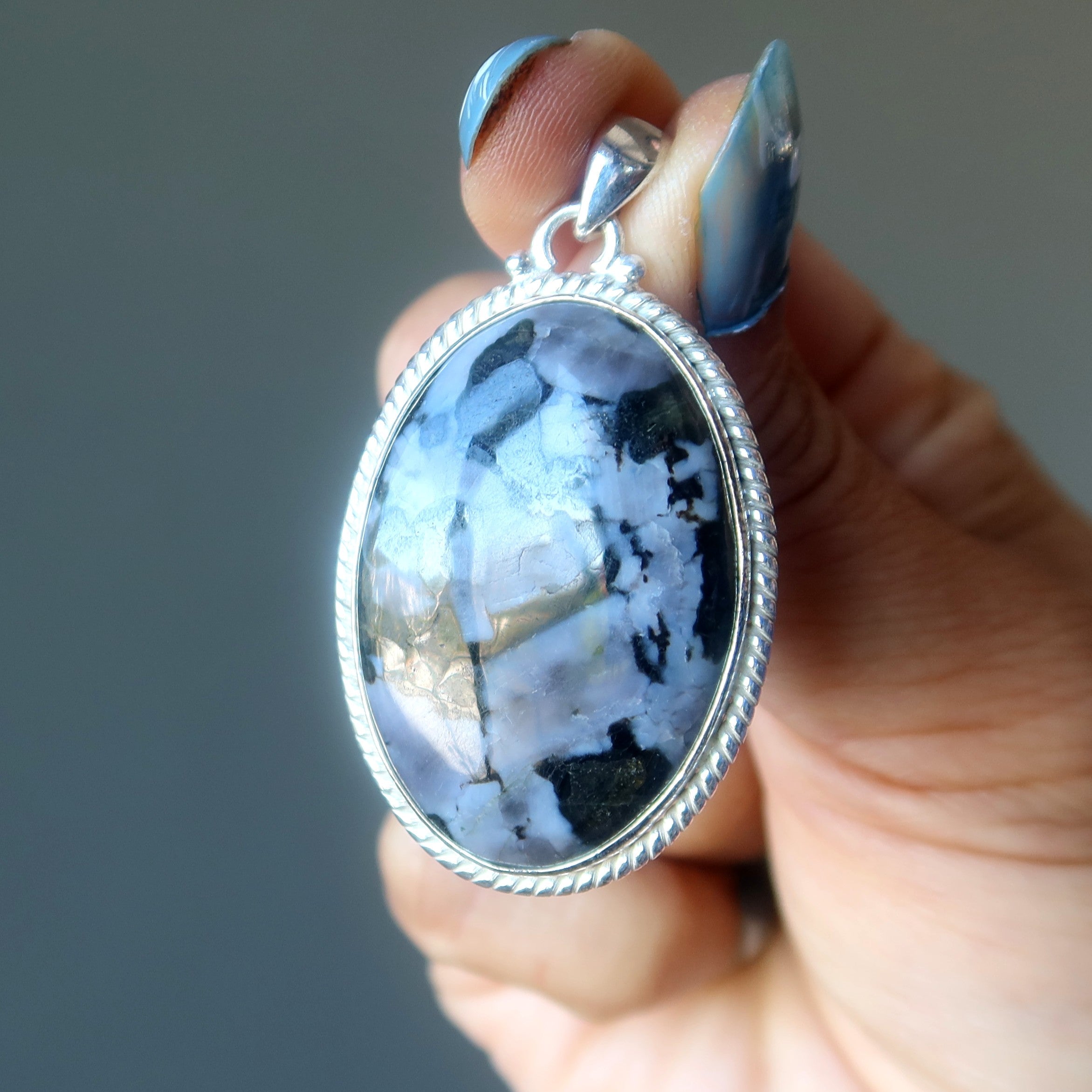 Gabbro Pendant Wicked Witch Mystic Merlinite Gem Sterling Silver