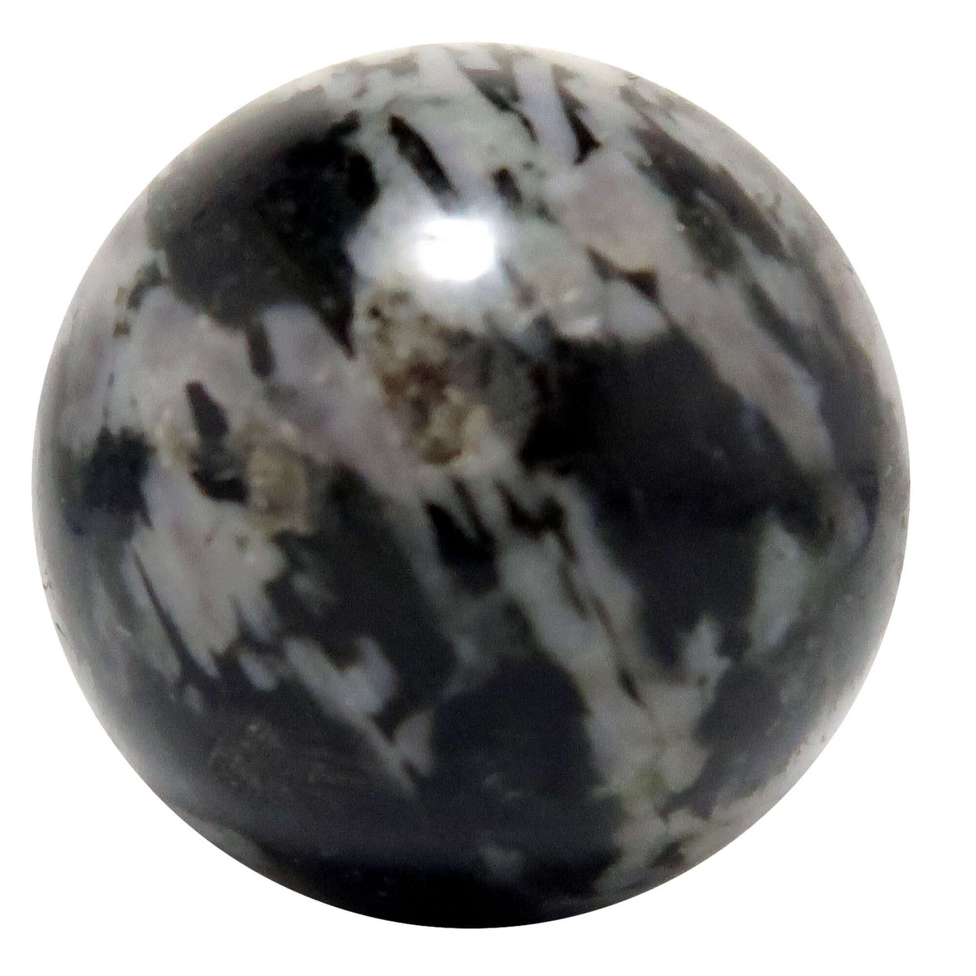 Sphère de gabbro, boule de cristal du guerrier blessé