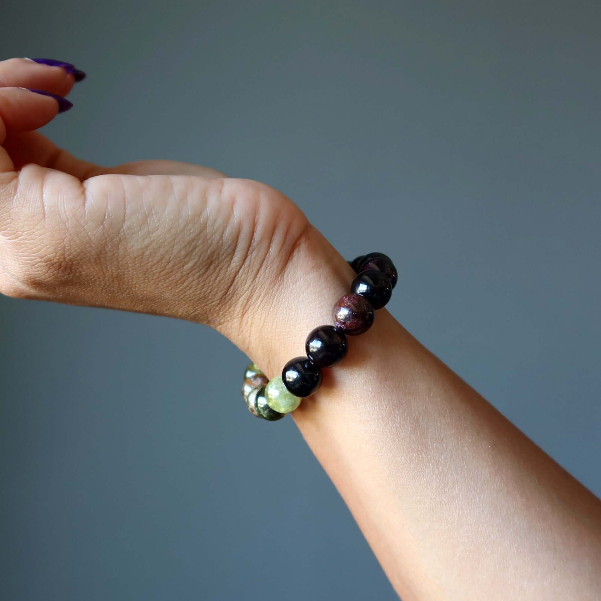Garnet Bracelet Natural Red Green Gemstone Beads Dream Team