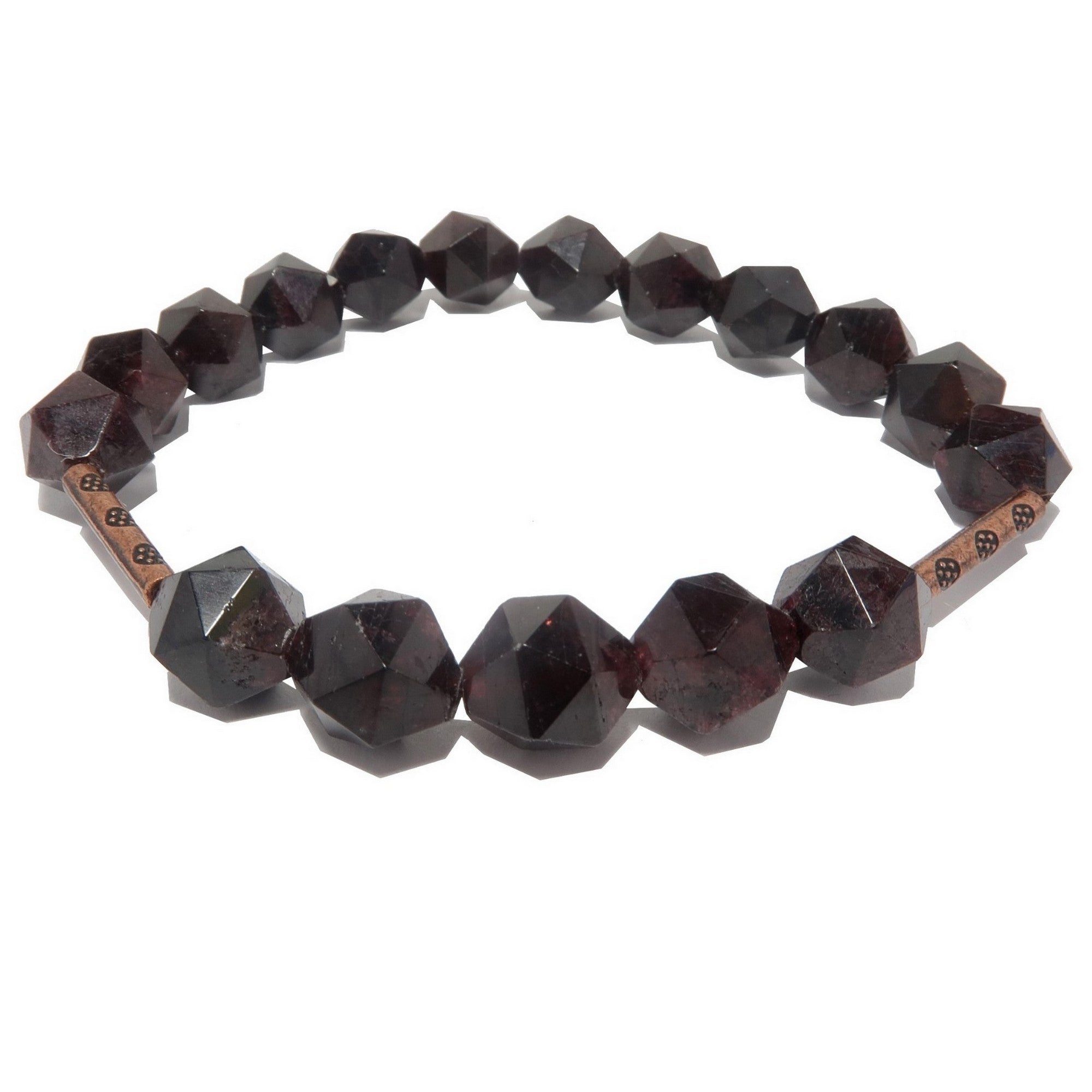 Bracelet Grenat Pierres Rouges Facettées Laiton Vieilli Funky Dance