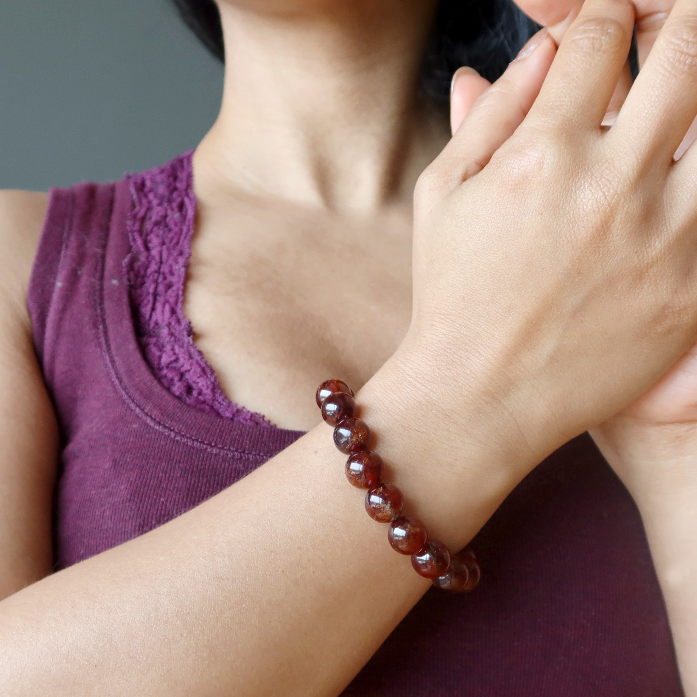 Bracelet Grenat Beaux Souvenirs Rare Intemporel Hessoite Orange Gemme