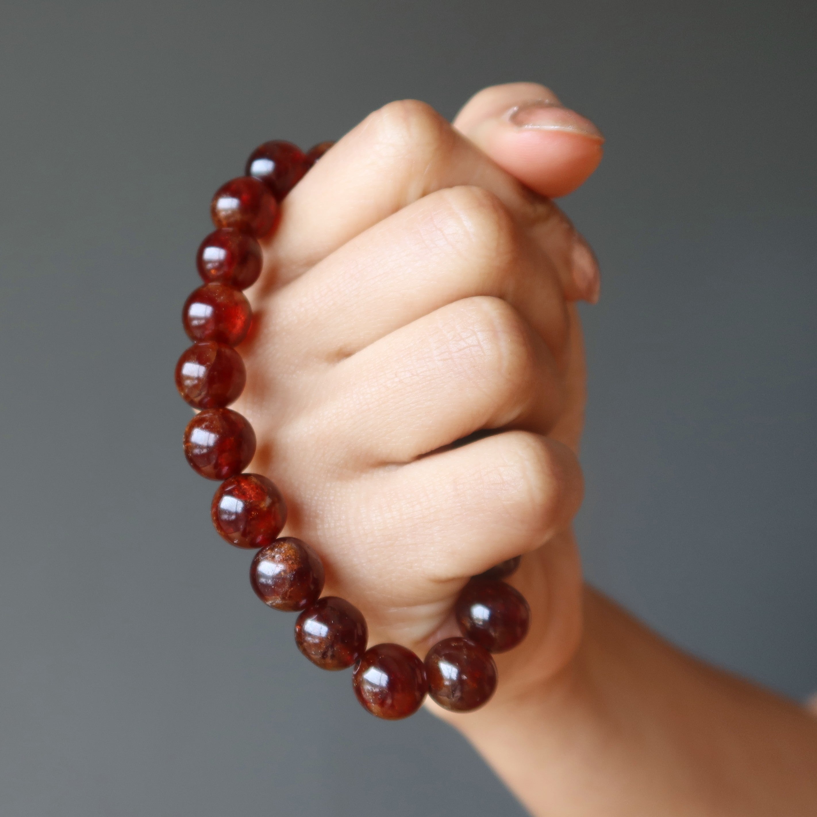 Bracelet Grenat Beaux Souvenirs Rare Intemporel Hessoite Orange Gemme