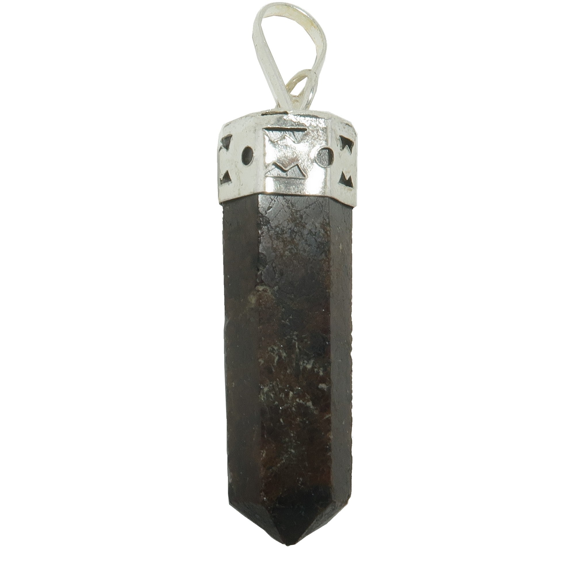 Garnet Pendant Point Red Health Wealth Gem Silver