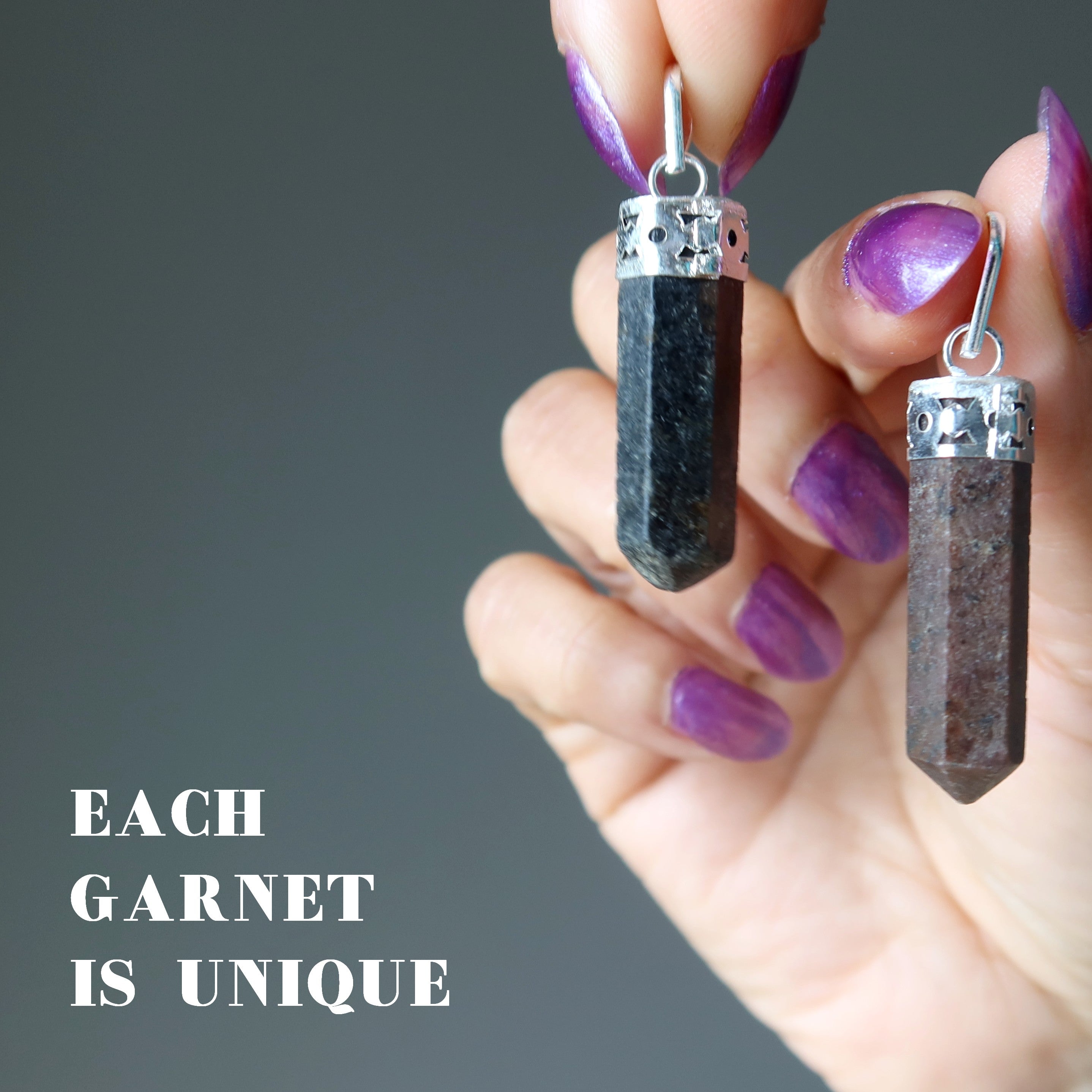 Garnet Pendant Point Red Health Wealth Gem Silver