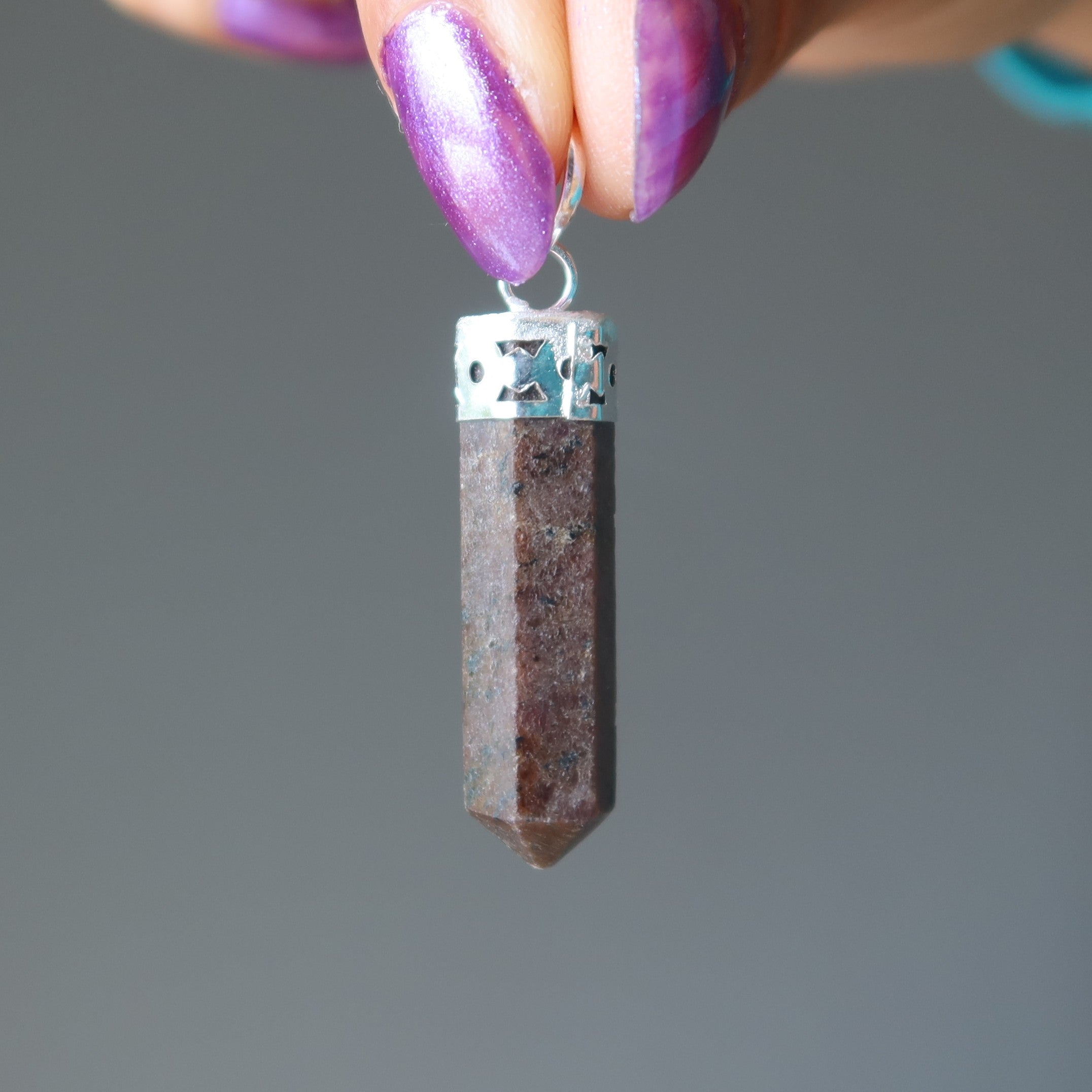Garnet Pendant Point Red Health Wealth Gem Silver