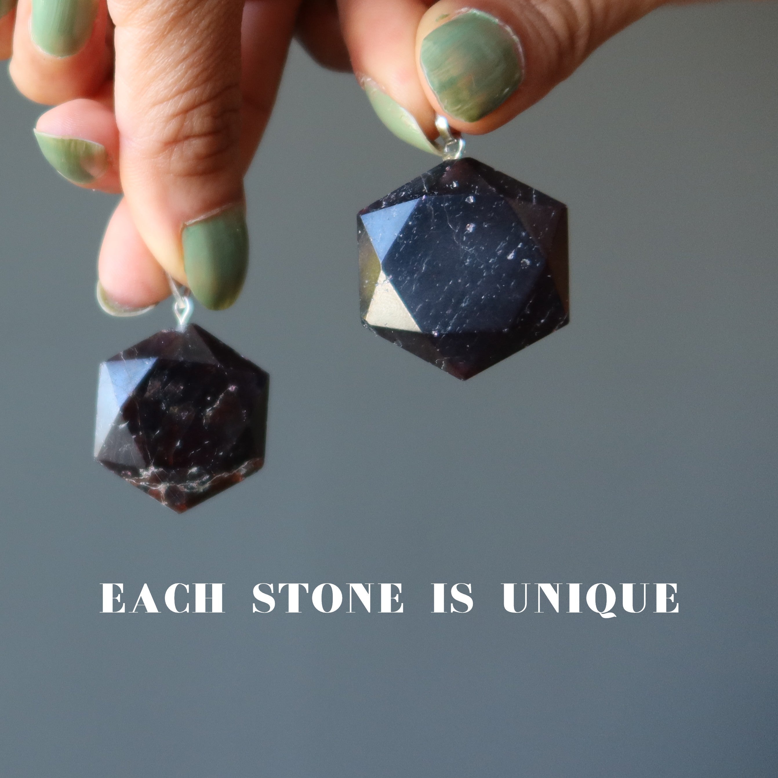 Garnet Pendant Hexagon of Health Red Crystal Silver