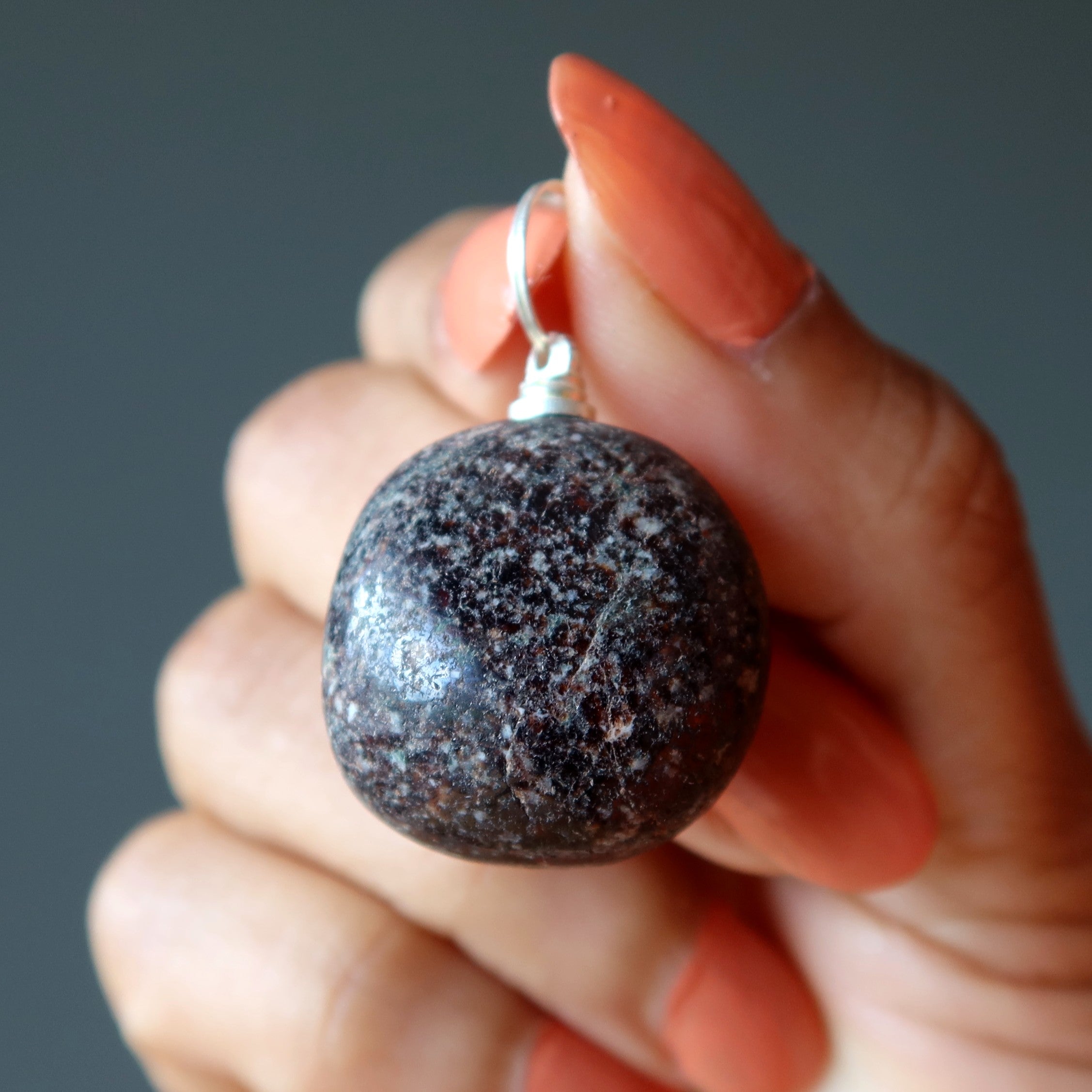 Garnet Pendant Chunky Abundance Red Stone Silver