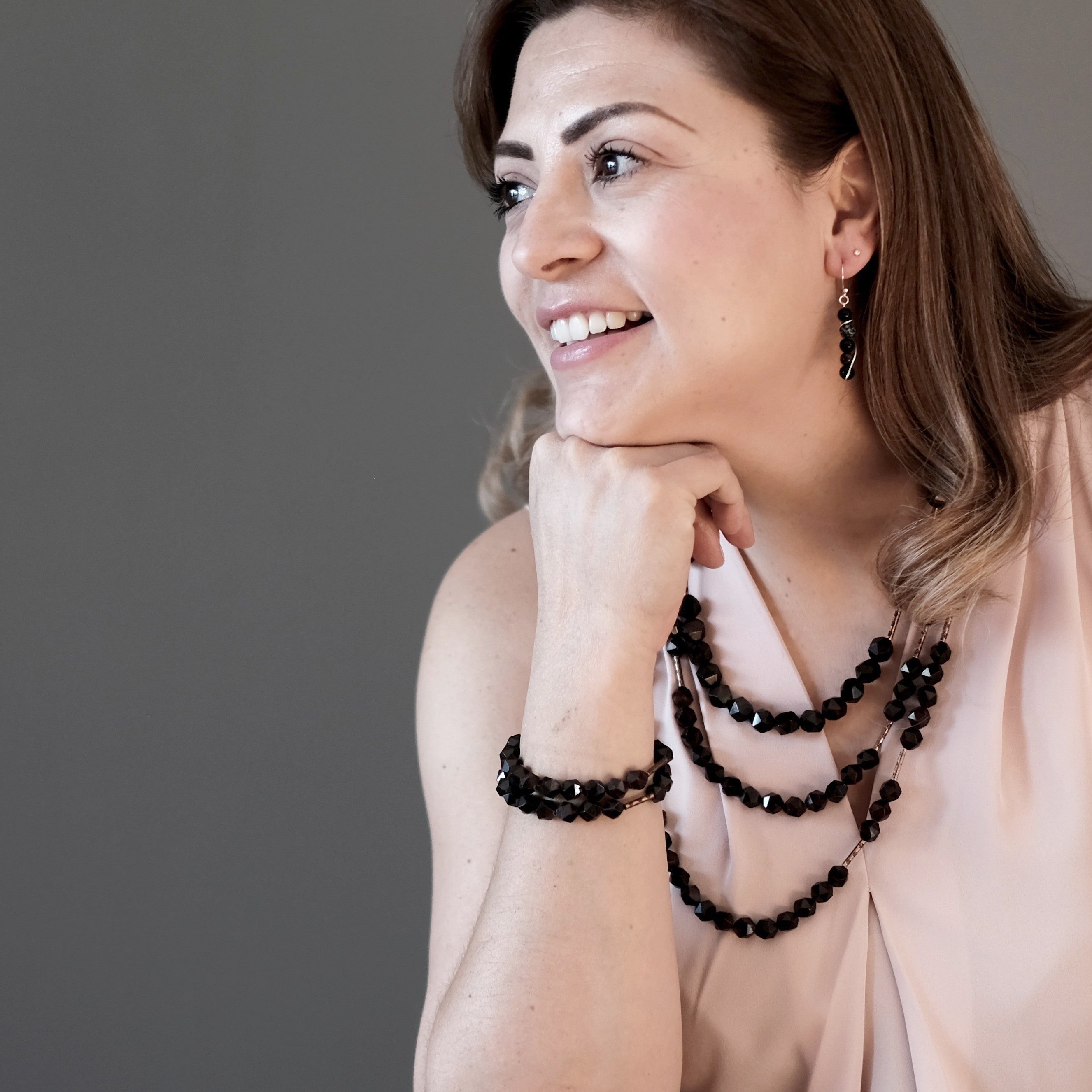 Garnet Necklace Lady in Red Faceted Gem Copper