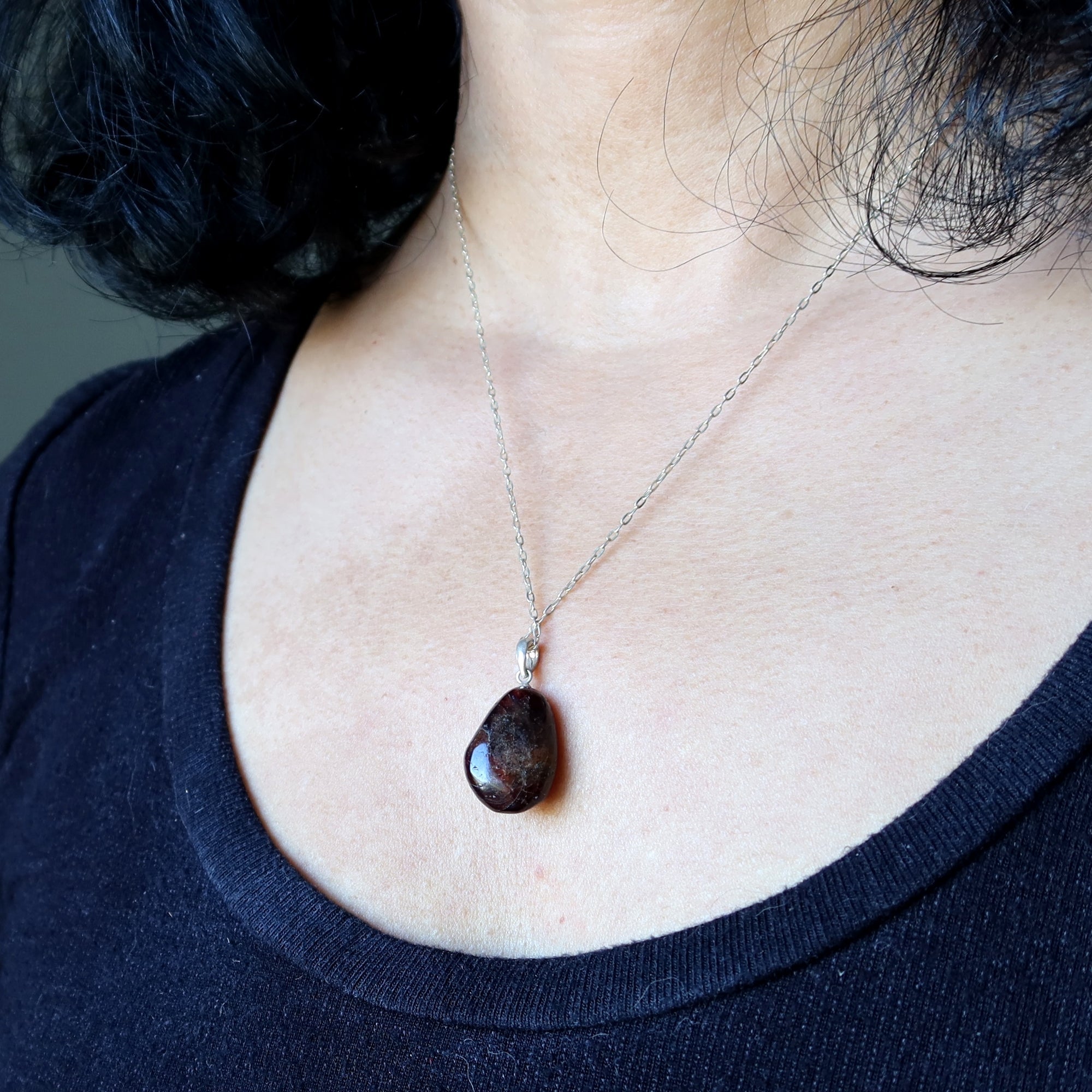 Collier Grenat Rouge Goutte de Luxe Argent Sterling