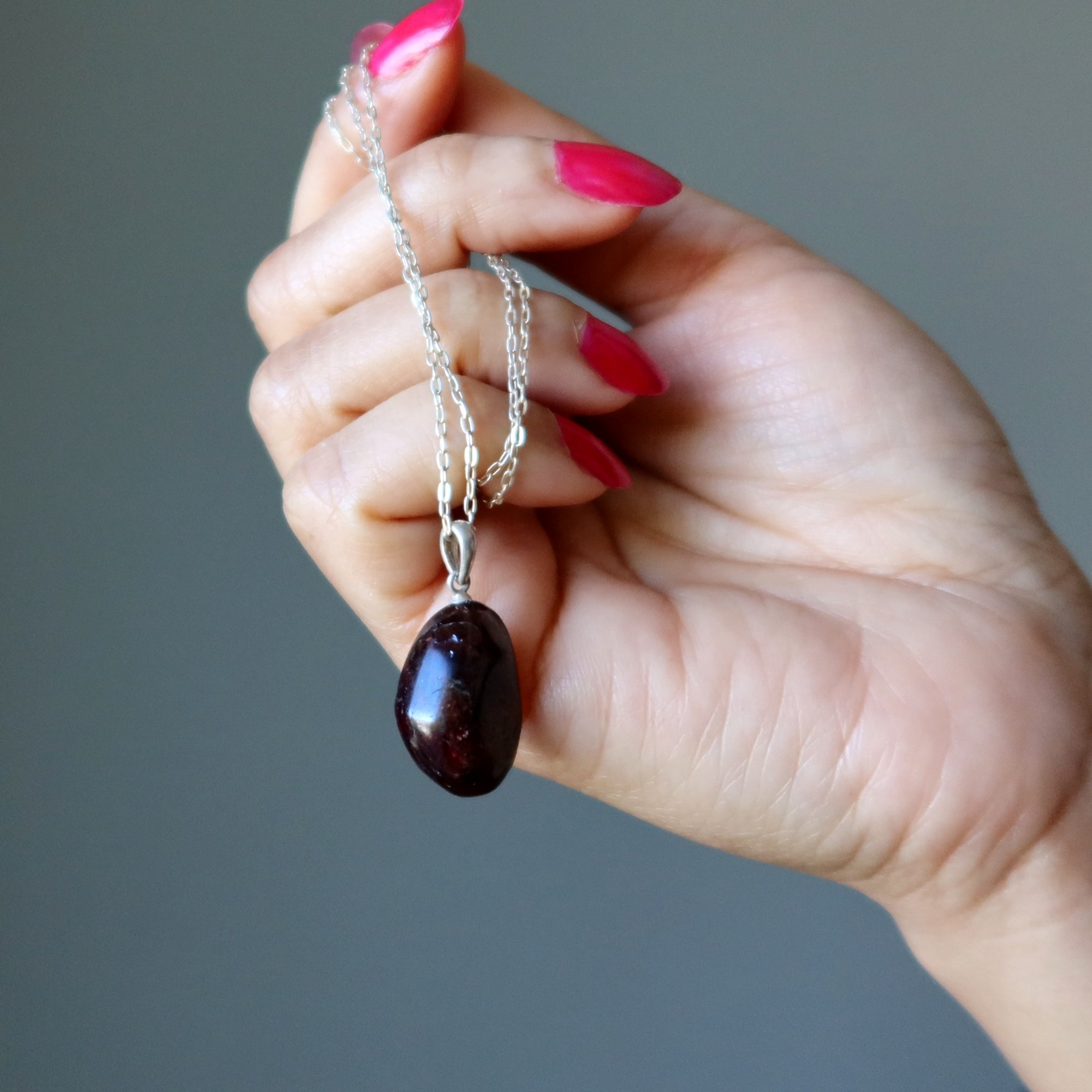 Collier Grenat Rouge Goutte de Luxe Argent Sterling
