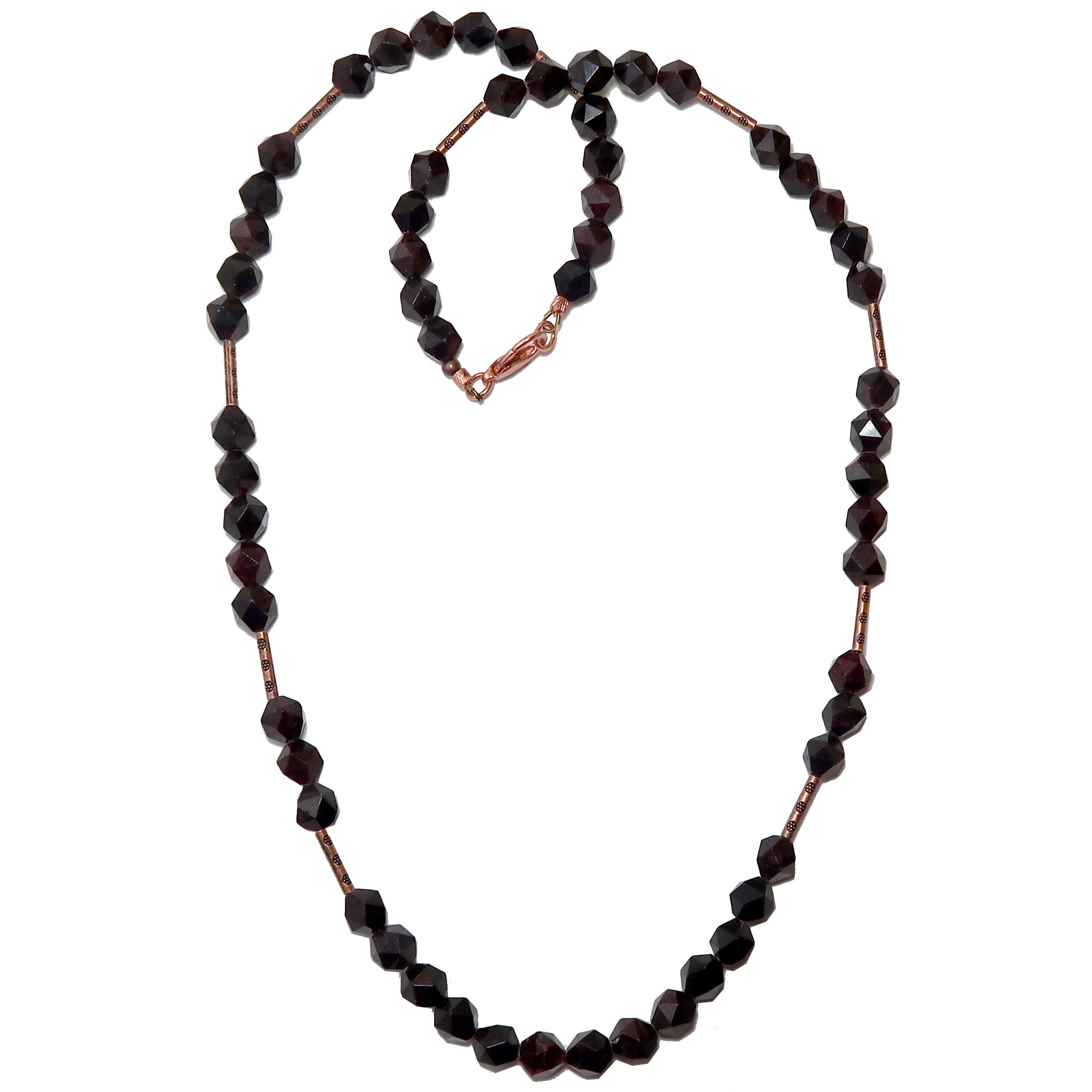 Garnet Necklace Lady in Red Faceted Gem Copper