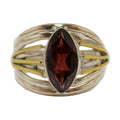 Granatring Strahlendes Rot Sterlingsilber Gold Größe 8.5