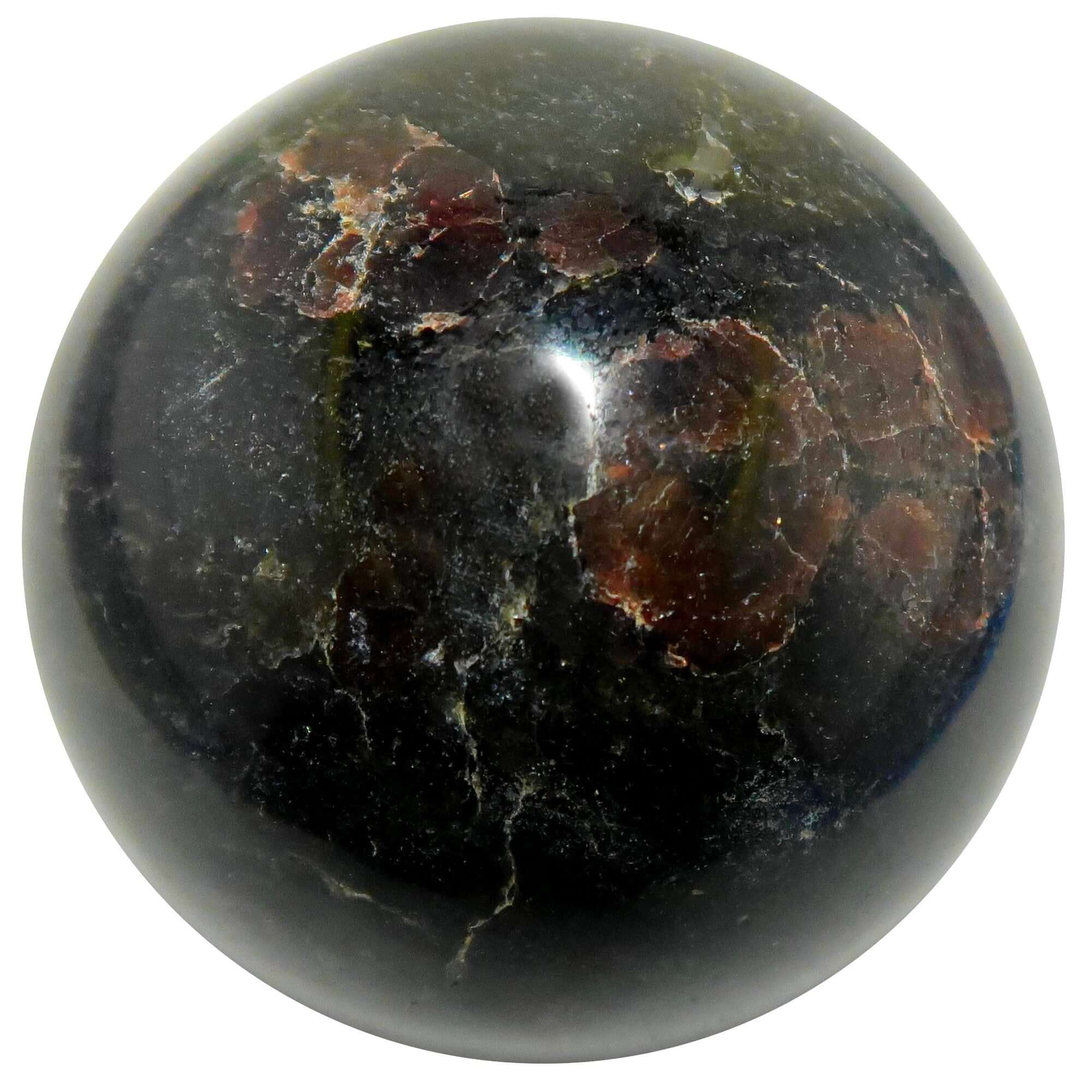 Sphère de grenat matrice noire boule de cristal esprit