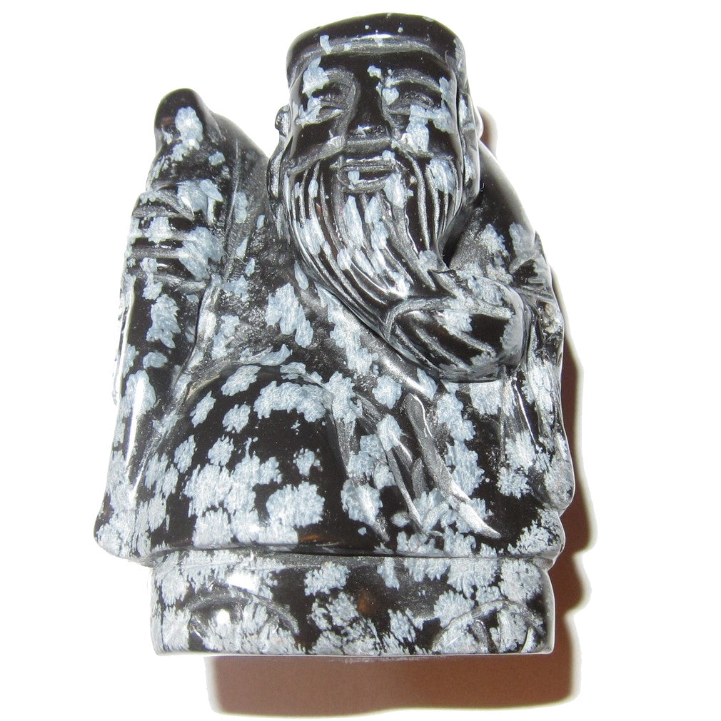 Snowflake Obsidian Shou Xing Chinese Longevity God Stone