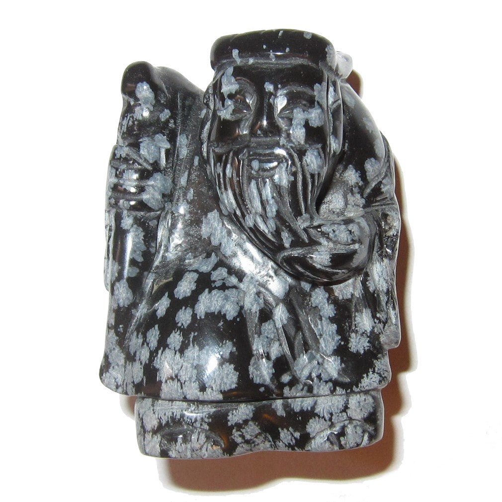 Snowflake Obsidian Shou Xing Chinese Longevity God Stone