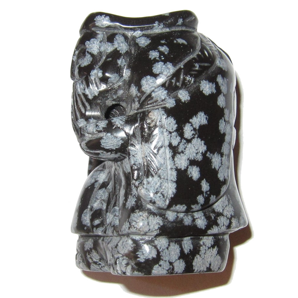 Snowflake Obsidian Shou Xing Chinese Longevity God Stone