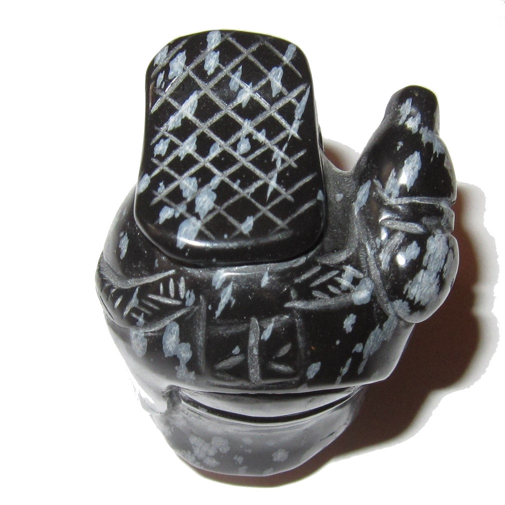 Snowflake Obsidian Shou Xing Chinese Longevity God Stone