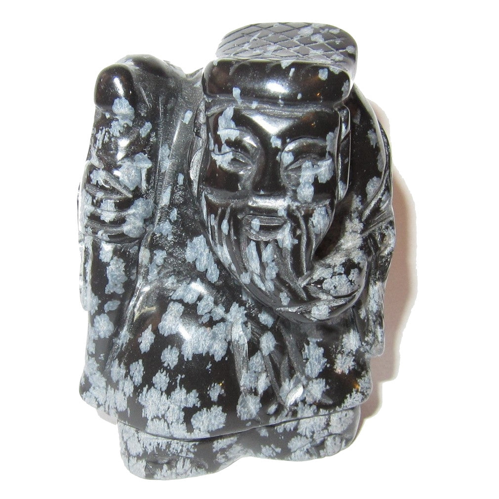 Snowflake Obsidian Shou Xing Chinese Longevity God Stone