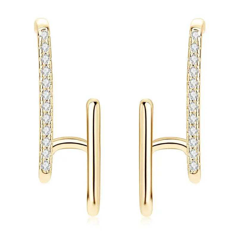 Boucles d'oreilles clous géométriques en moissanite en argent sterling 925 avec fermoir poussoir, cadeau pour femme