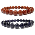 Ensemble de bracelets en Goldstone : Alchimie de cuivre pailleté rouge et bleu