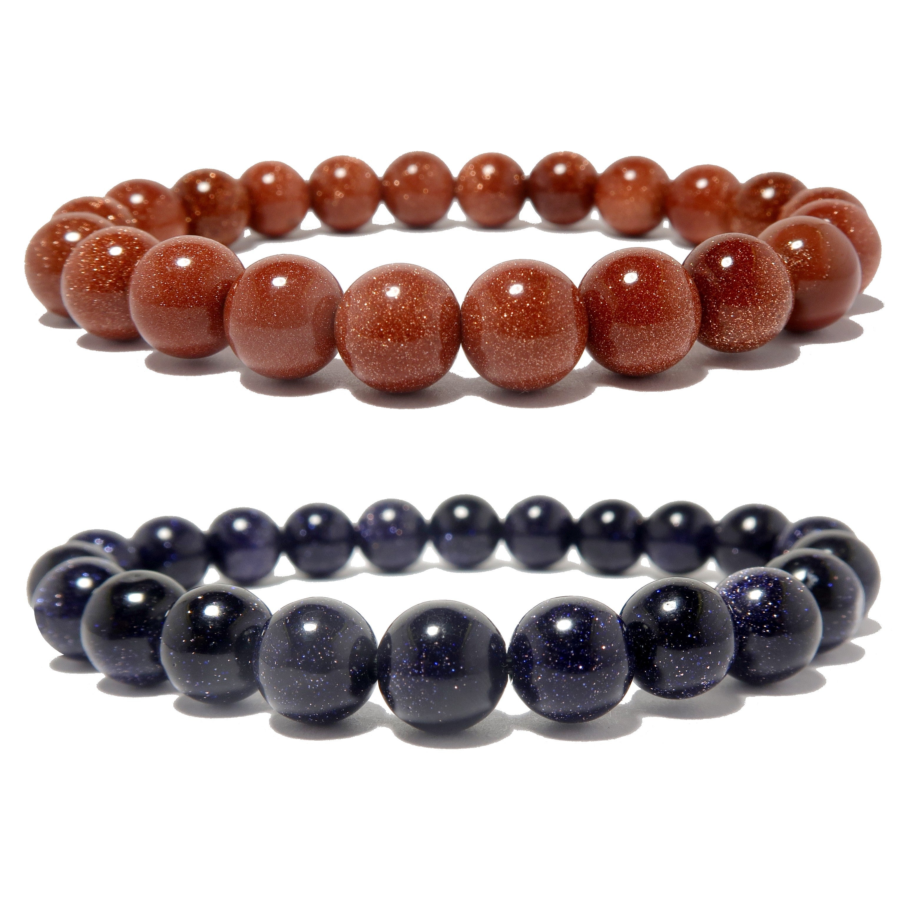 Ensemble de bracelets en Goldstone : Alchimie de cuivre pailleté rouge et bleu