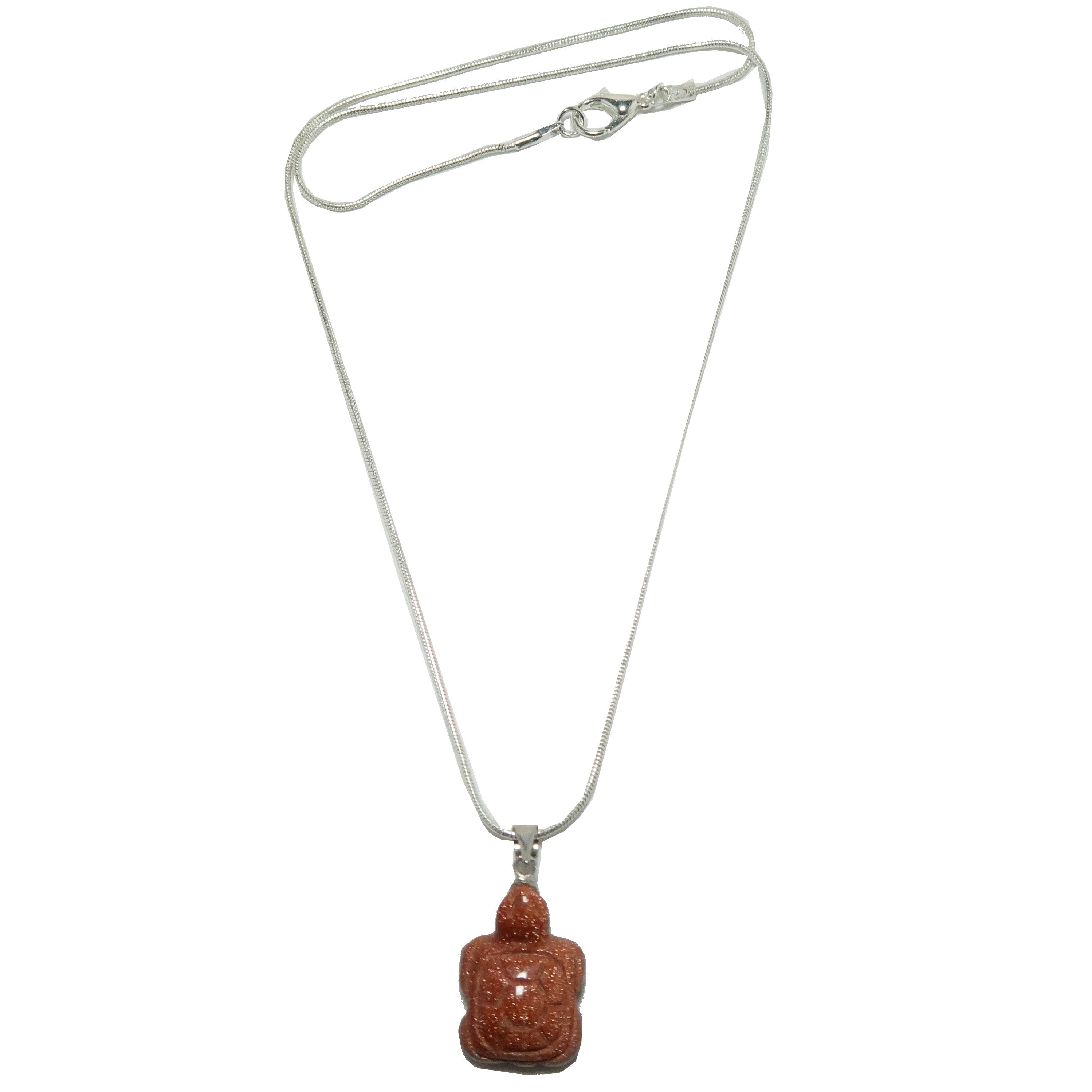 Goldstone Necklace Turtle Animal Stone Silver