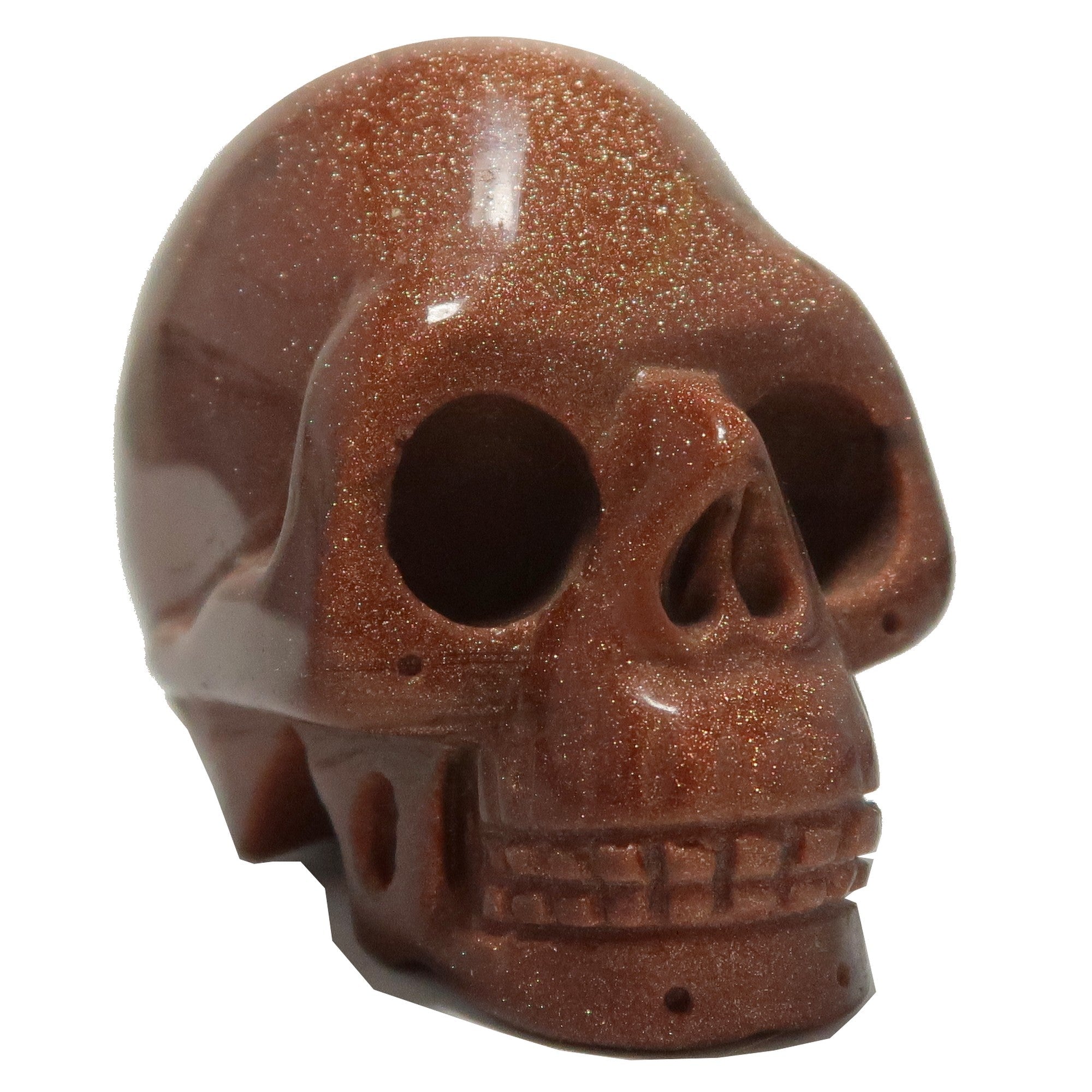 Goldstone-Totenkopf Glitzernd Auf Biegen und Brechen Kristall-Schnitzerei