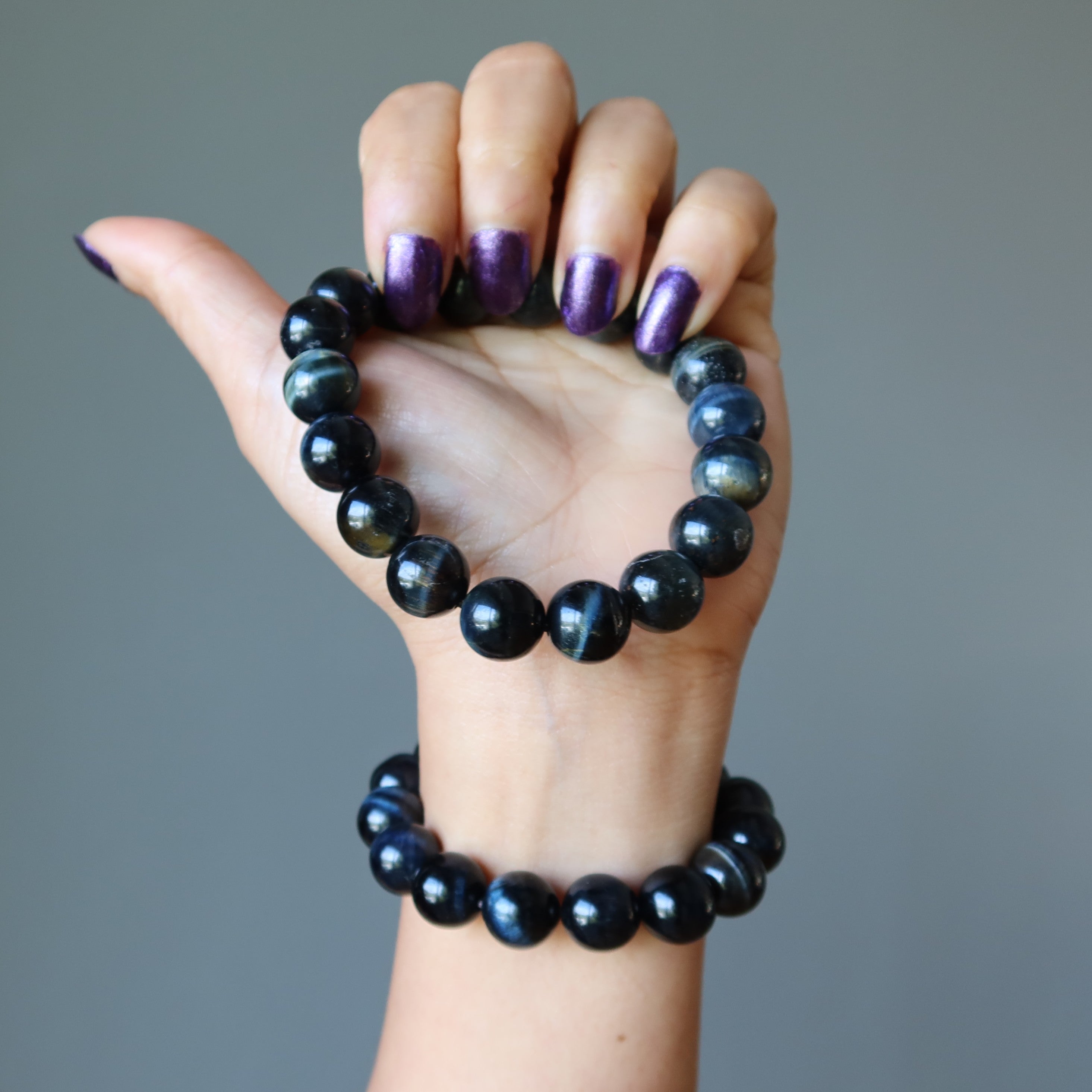 Bracelet Œil de Faucon Brillance Bleue Pierre d'Esprit Acéré