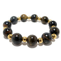 Bracelet Œil de Faucon Perles Échelon Or et Pierres Précieuses Oeil de Tigre Bleu