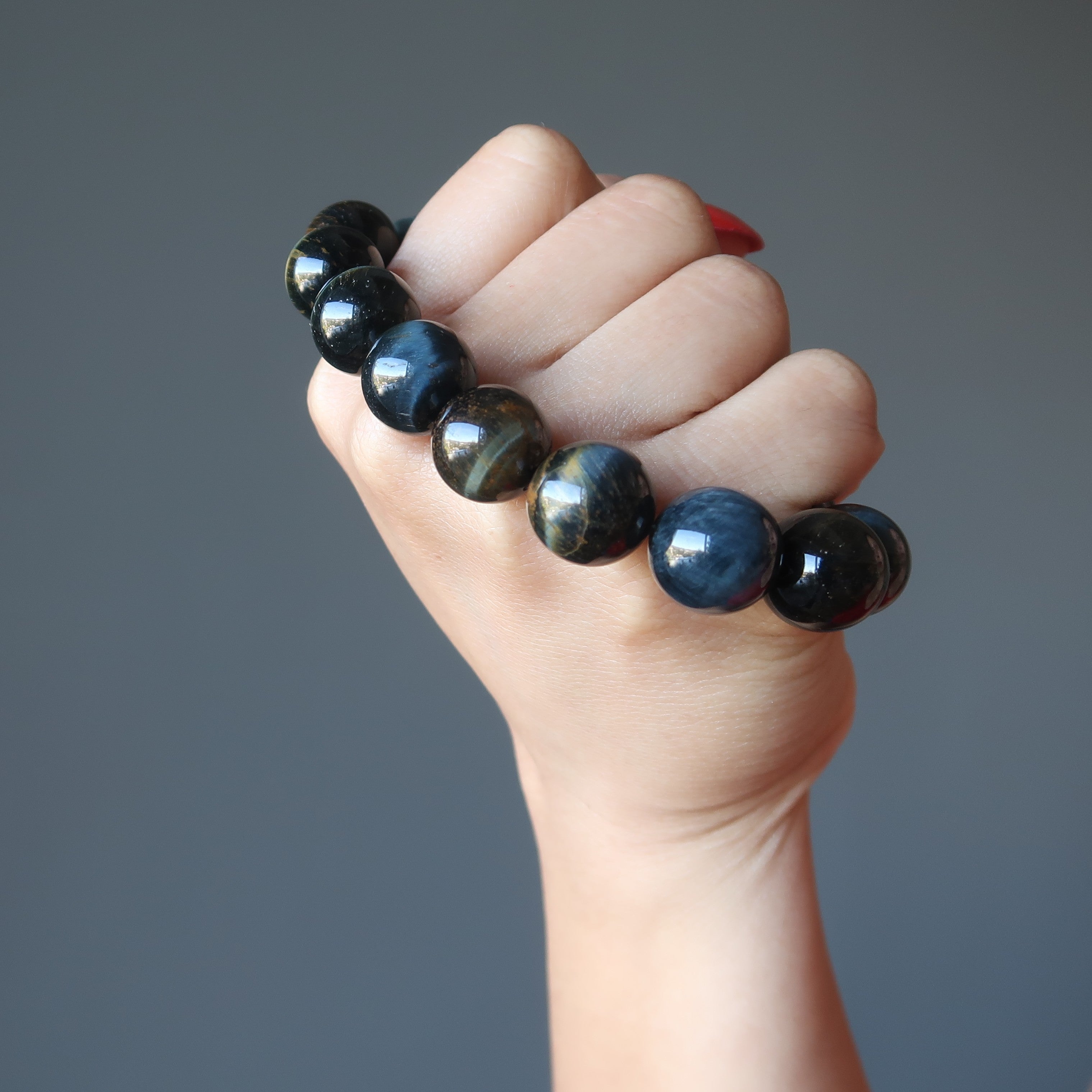 Bracelet Œil de Faucon Brillance Bleue Pierre d'Esprit Acéré