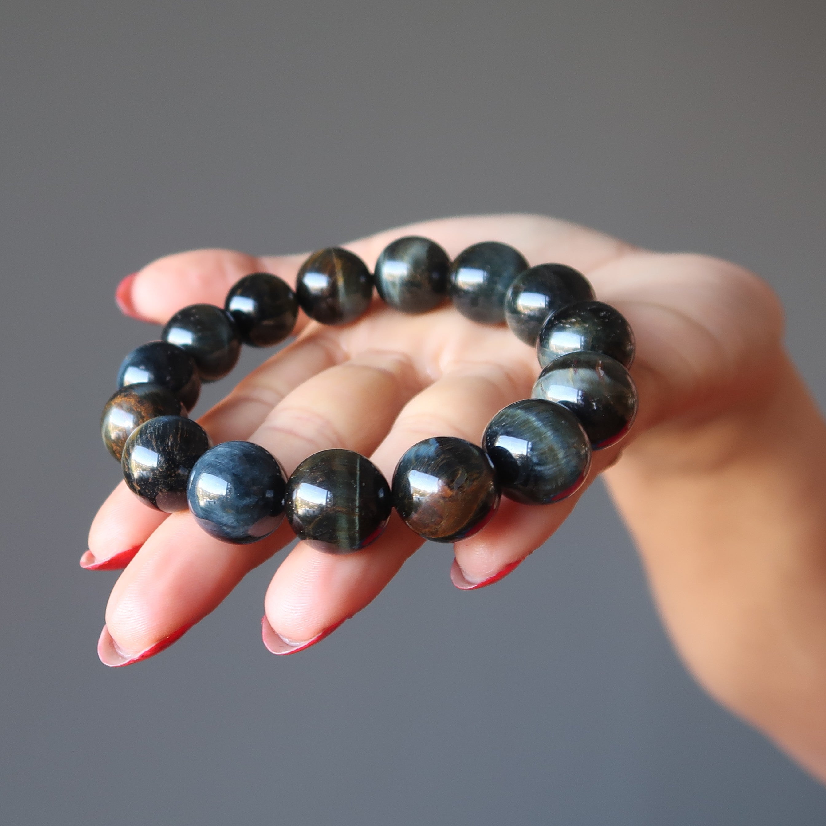 Bracelet Œil de Faucon Brillance Bleue Pierre d'Esprit Acéré