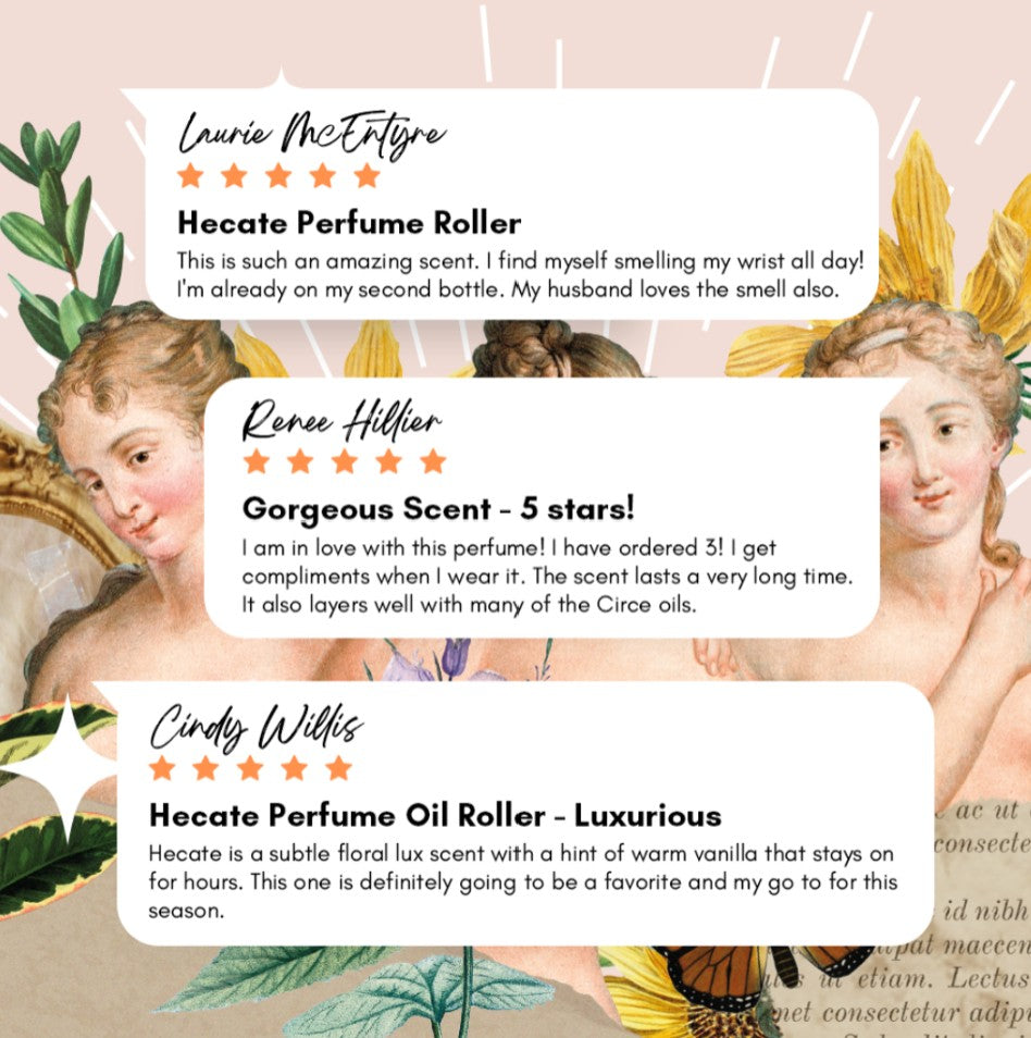 Huile de parfum Hécate Déesse – Néroli, Rose & Vanille Roller | 10ml