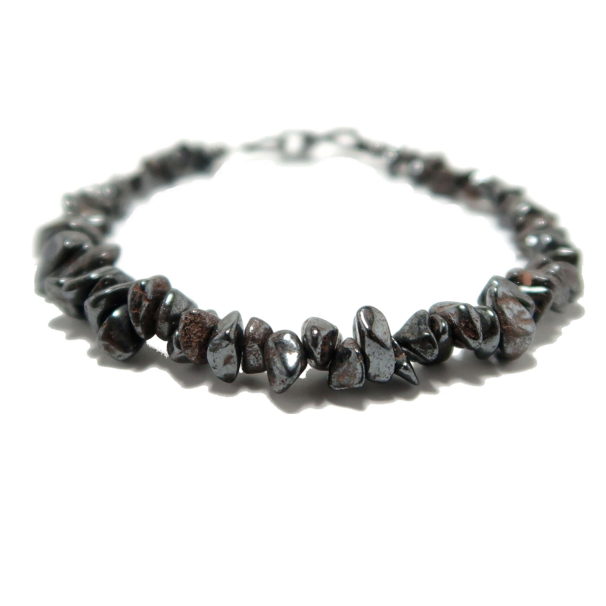 Hematite Bracelet Natural Crystal Chip Charming Silver Clasp
