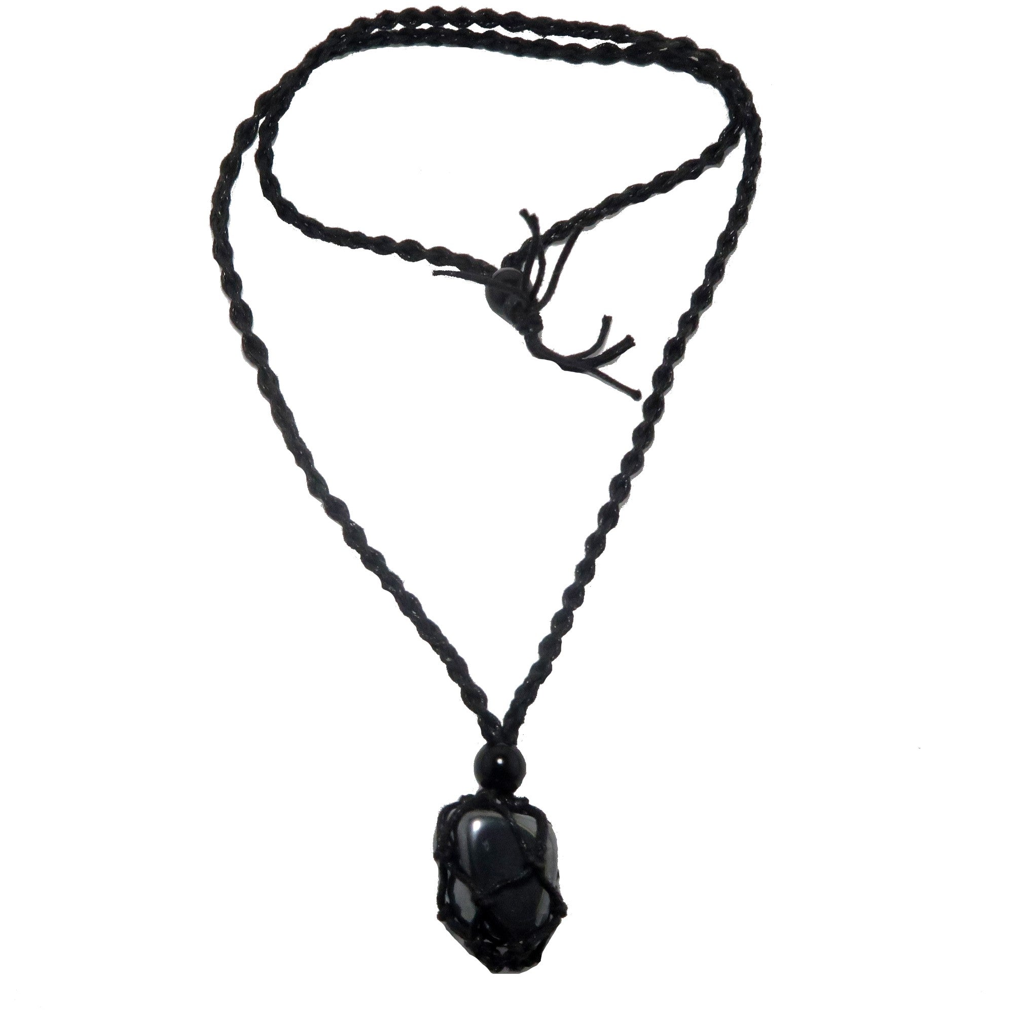 Collier en hématite, pierre de protection, macramé