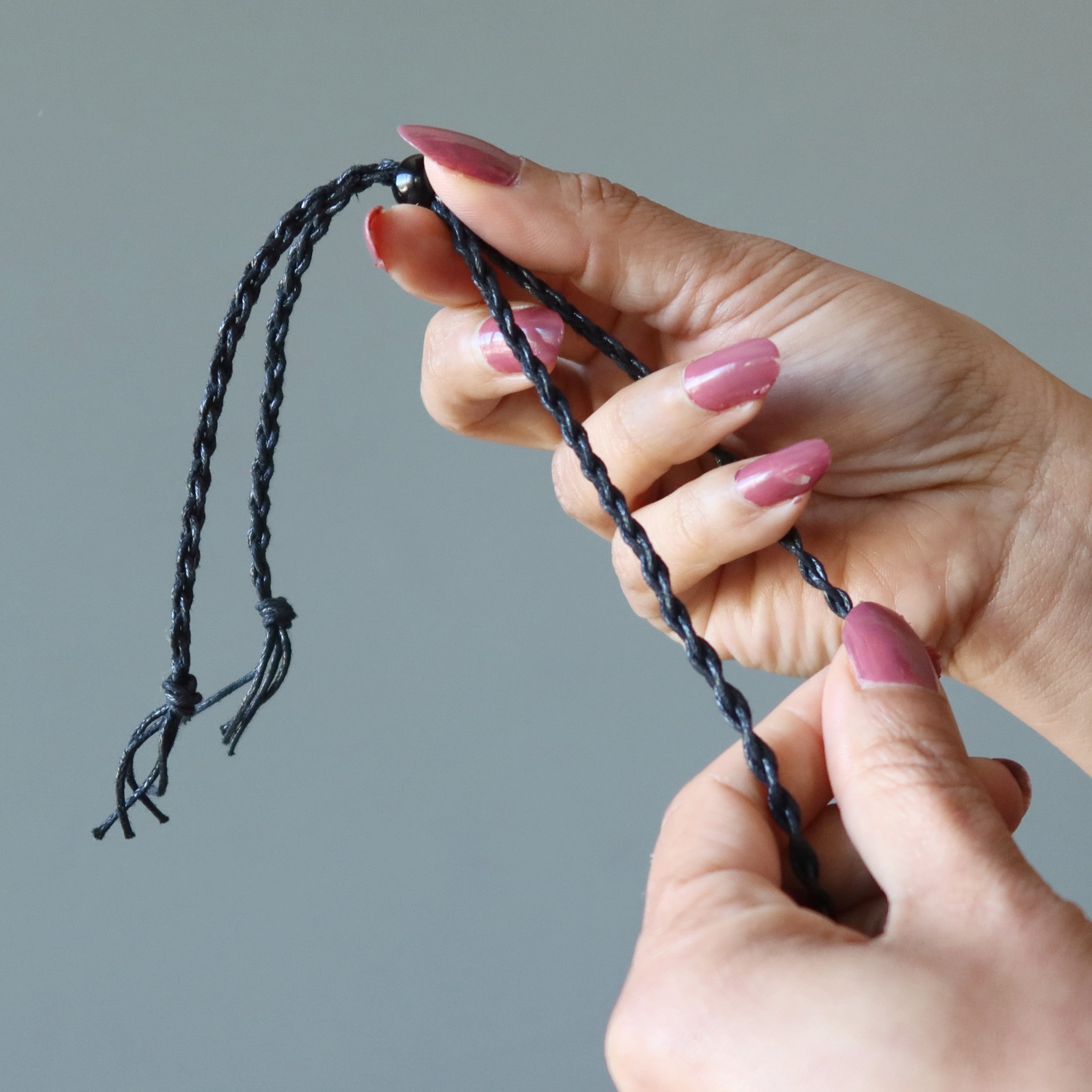 Collier en hématite, pierre de protection, macramé