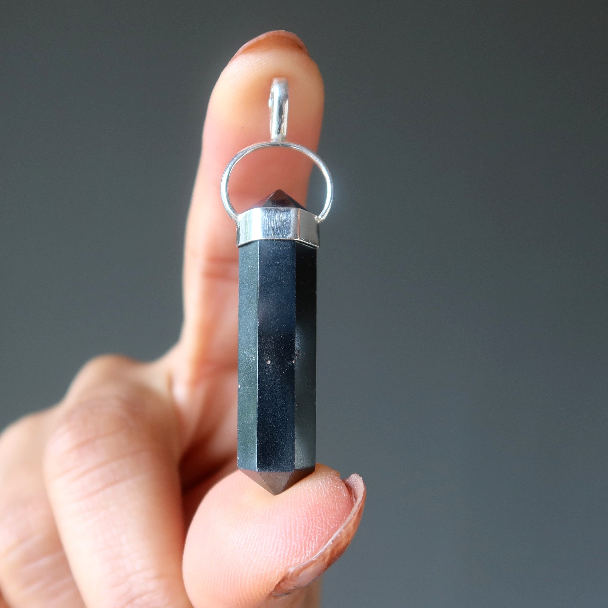 Hematite Pendant Good Vibes Point Sterling Silver
