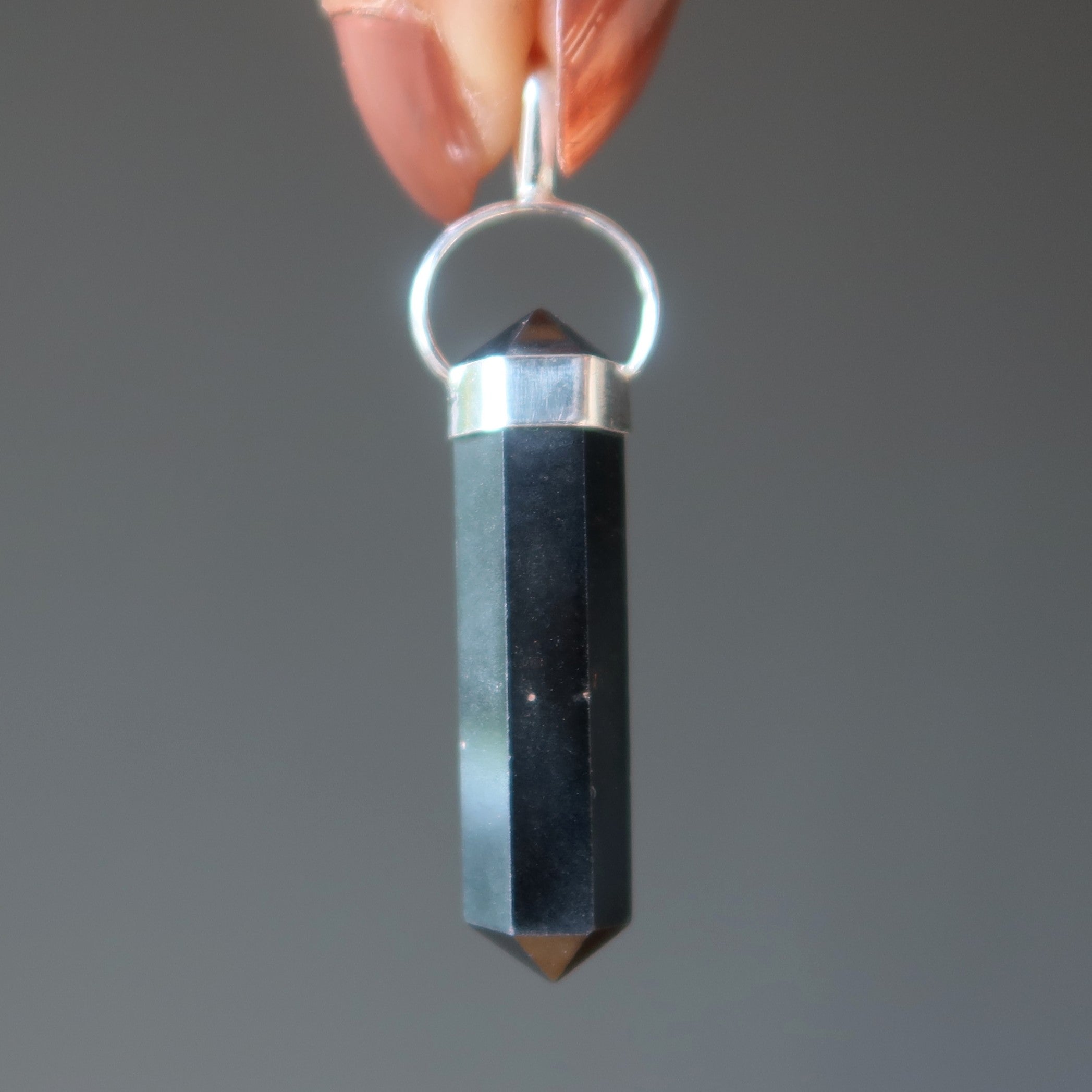 Hematite Pendant Good Vibes Point Sterling Silver