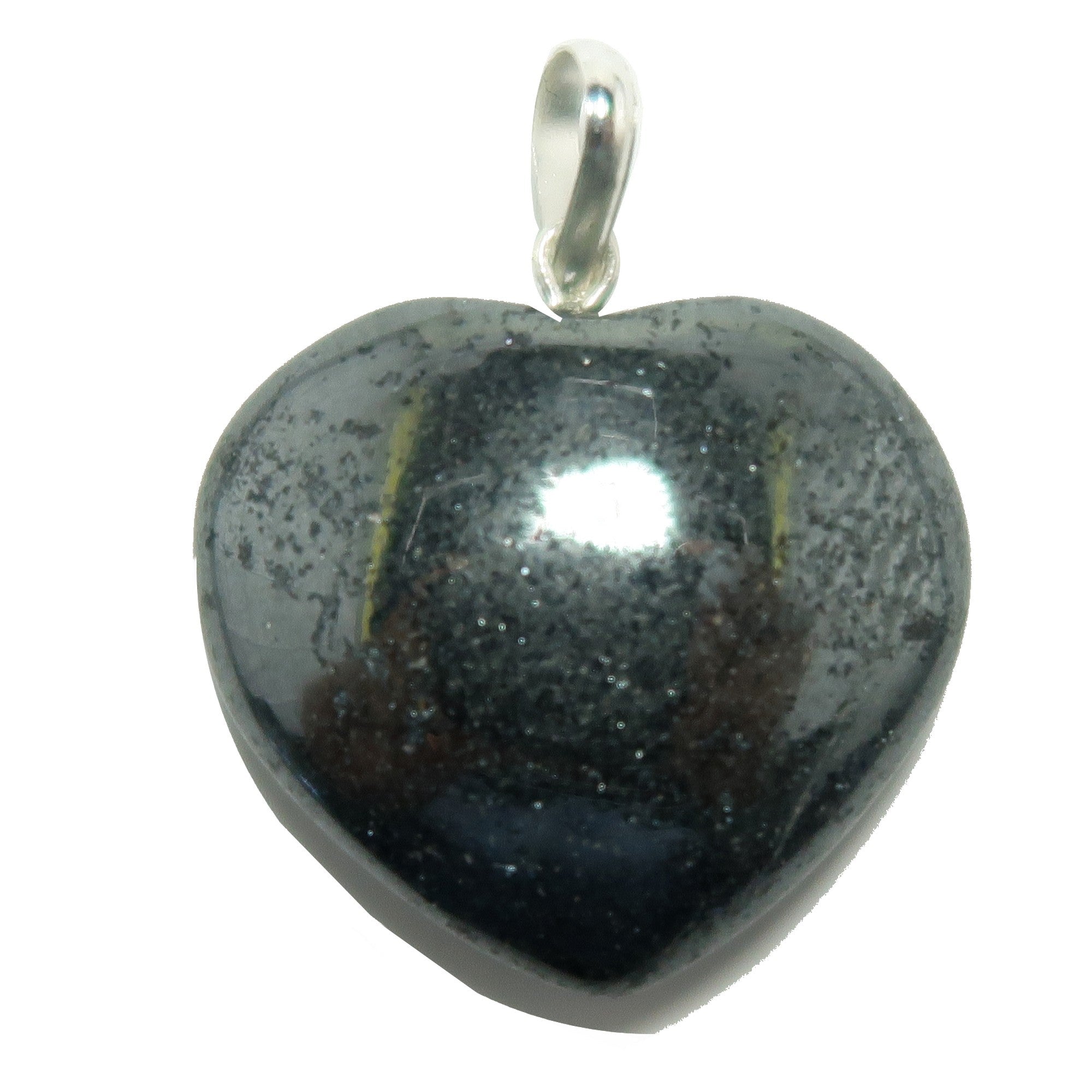 Pendentif Hématite Mon Cœur Brille en Argent