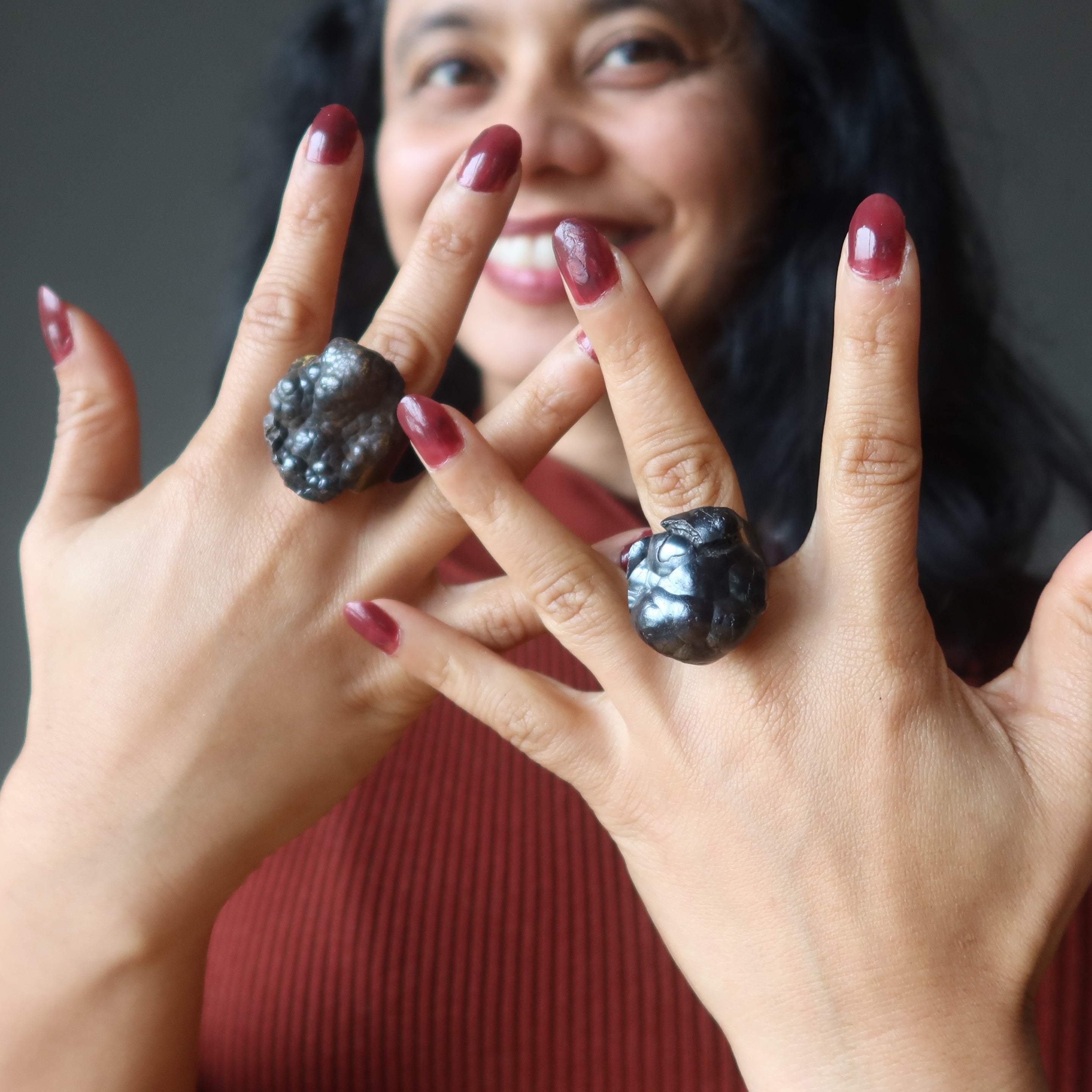 Bague en hématite, agrégat mis à la terre, réglable