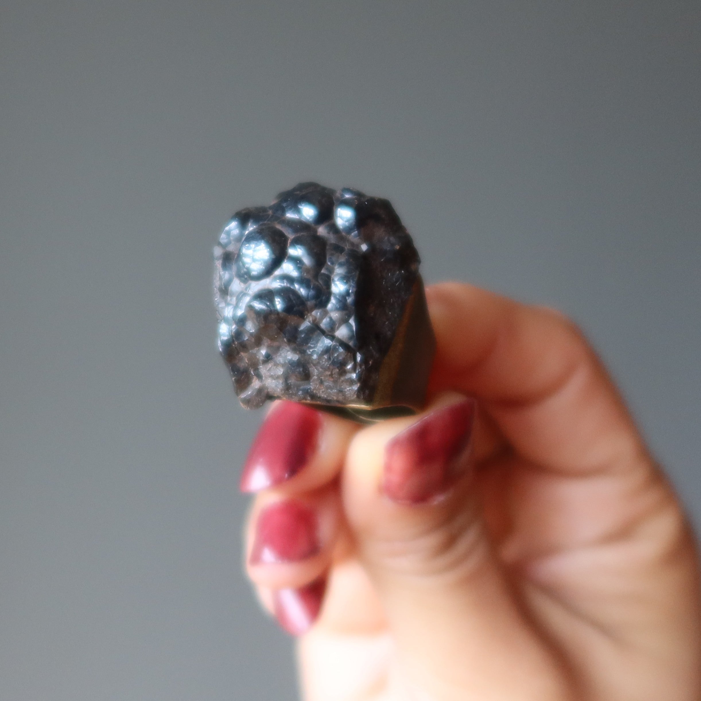 Bague en hématite, agrégat mis à la terre, réglable