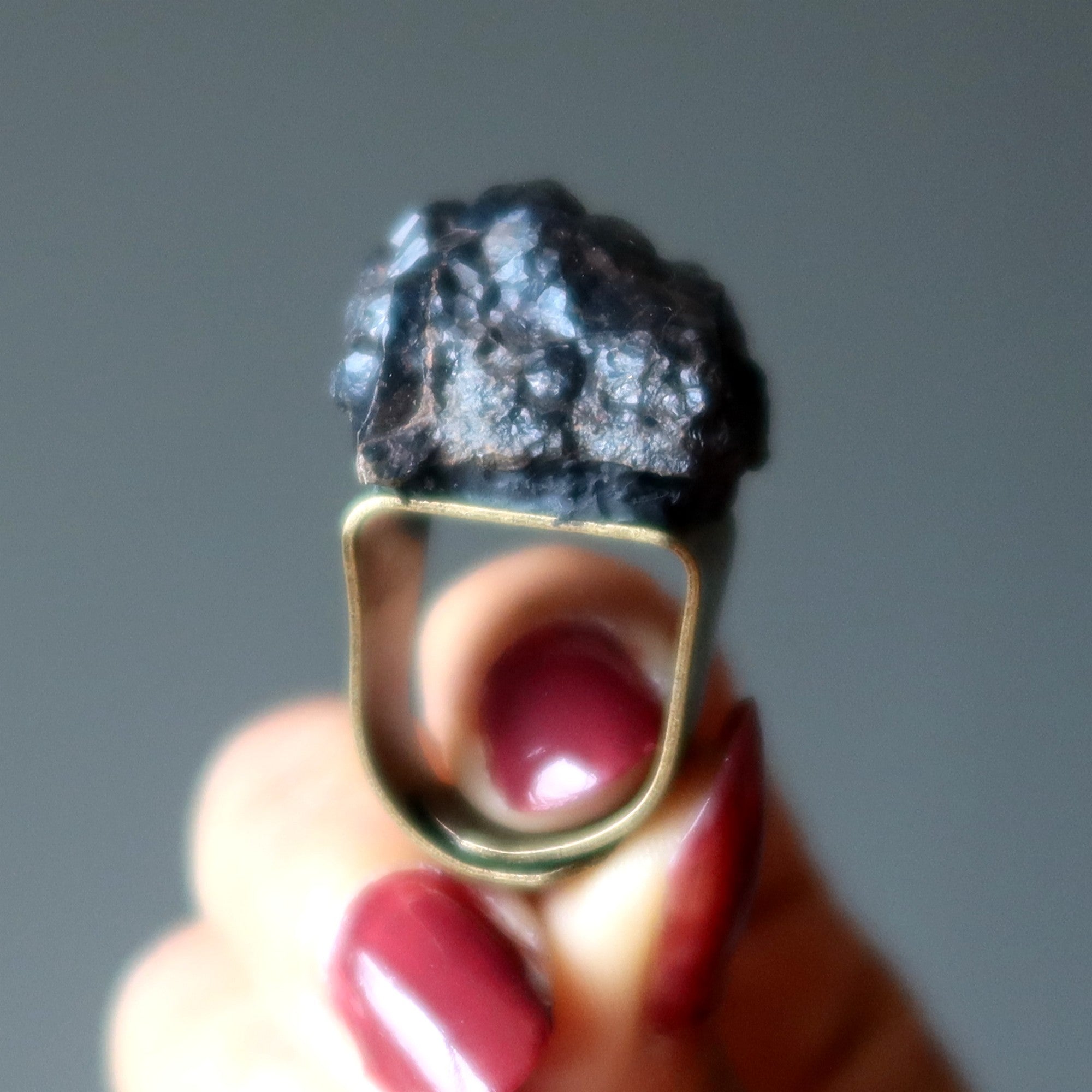 Bague en hématite, agrégat mis à la terre, réglable