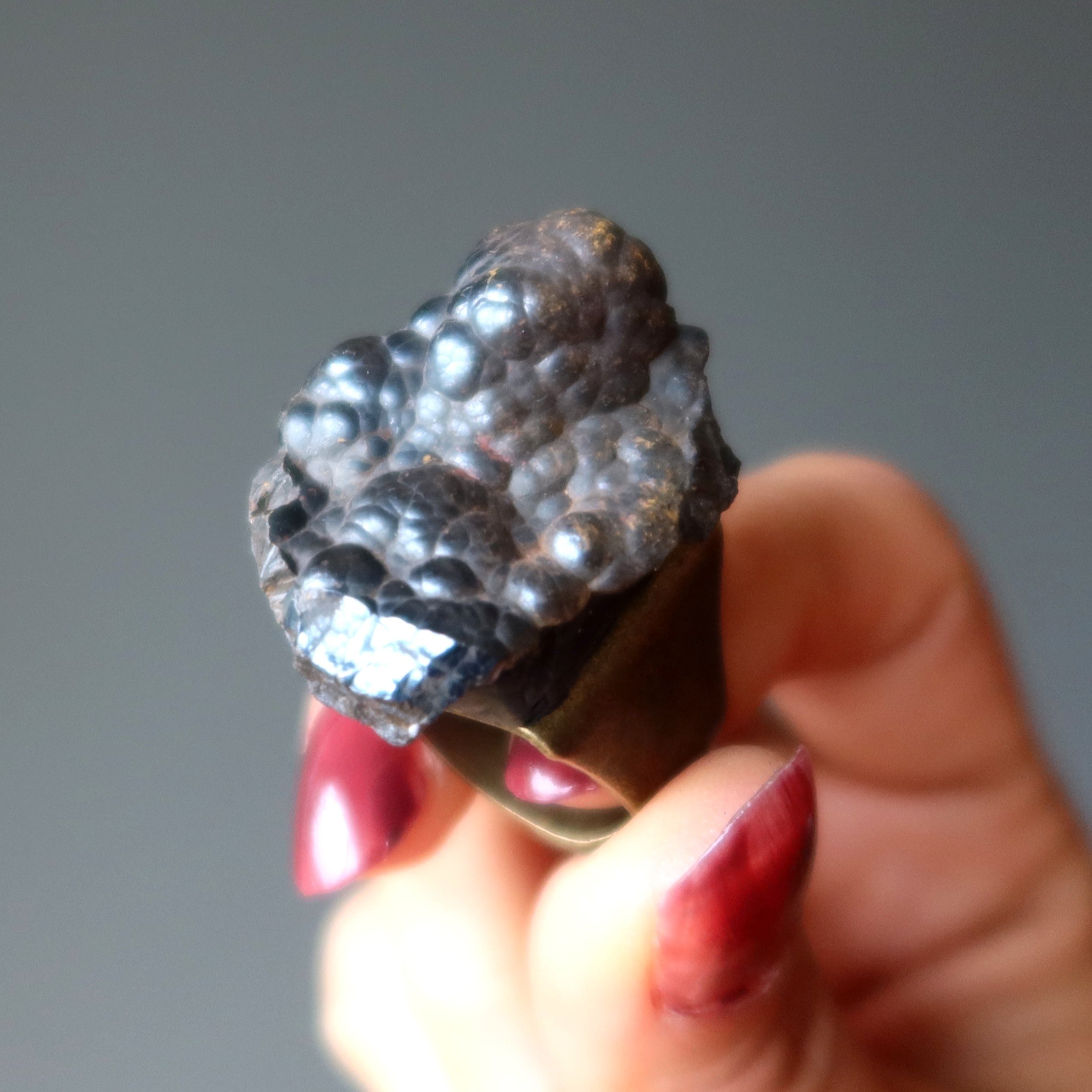 Bague en hématite, agrégat mis à la terre, réglable