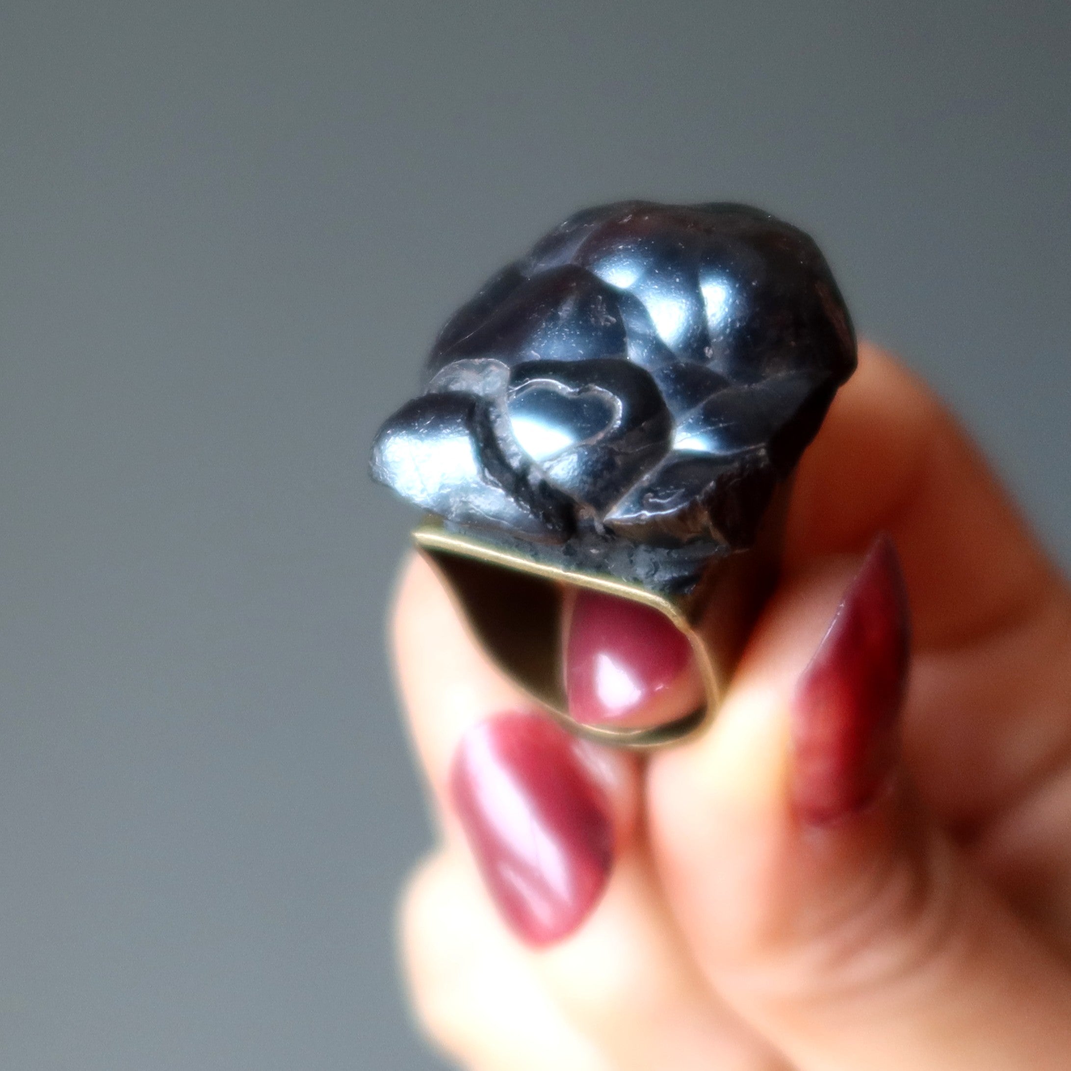 Bague en hématite, agrégat mis à la terre, réglable