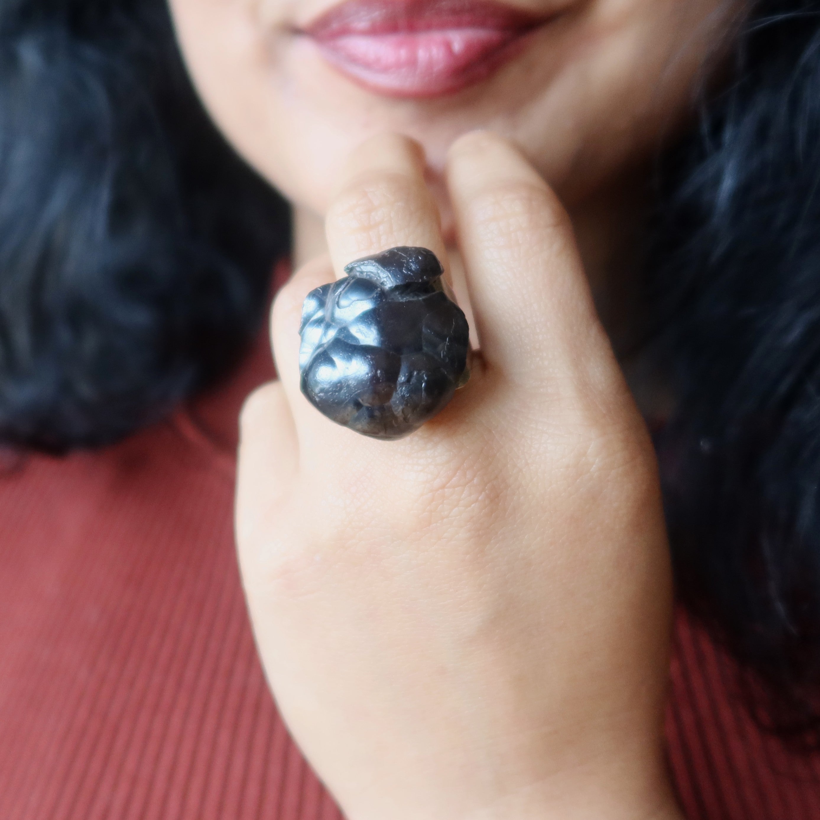 Bague en hématite, agrégat mis à la terre, réglable