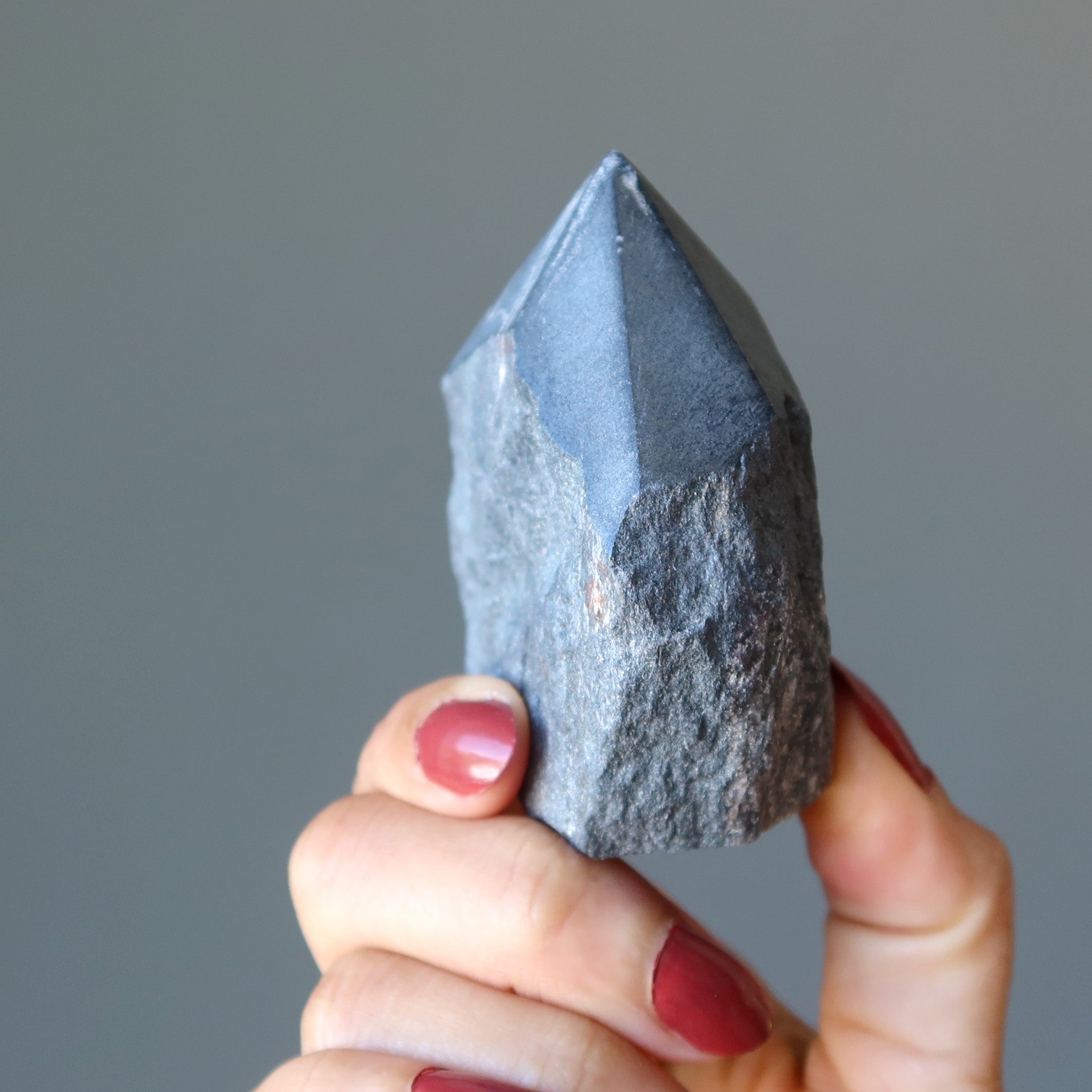 Hematite Tower Wand Natural Silver Guardian Point