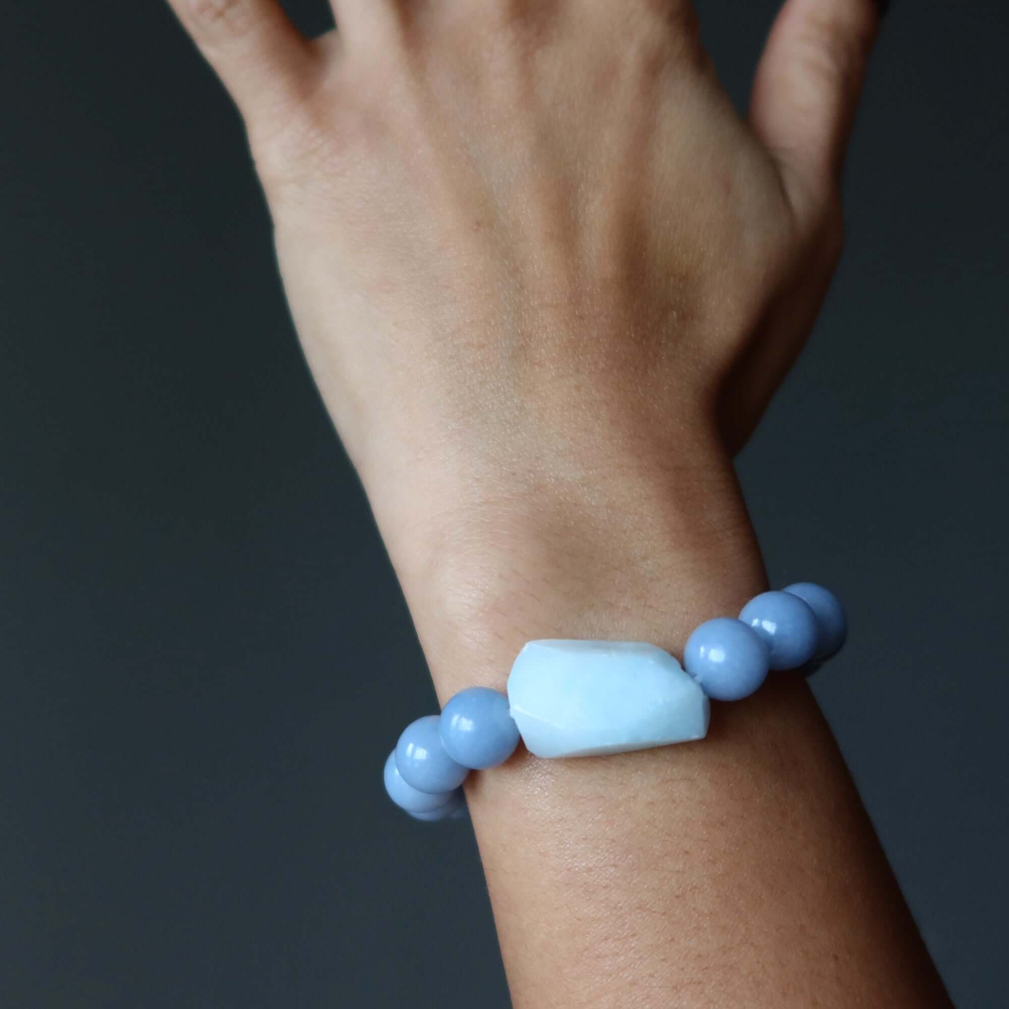 Angelite Bracelet & Hemimorphite Crystal Bead Divine Design