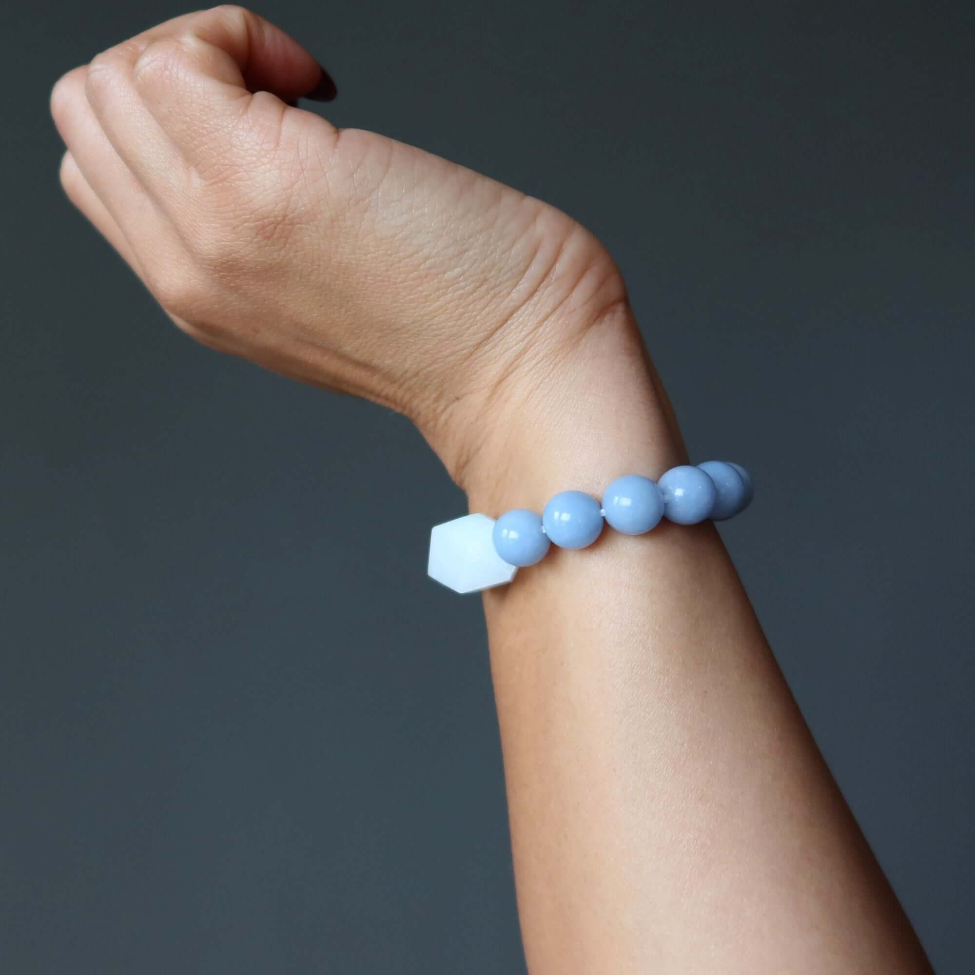 Angelite Bracelet & Hemimorphite Crystal Bead Divine Design